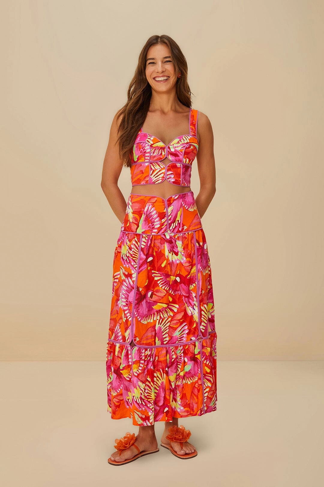 Orange Flying Birds LENZING? ECOVERO? Euroflax? Skirt Relaxed Vibes Easy Fashion