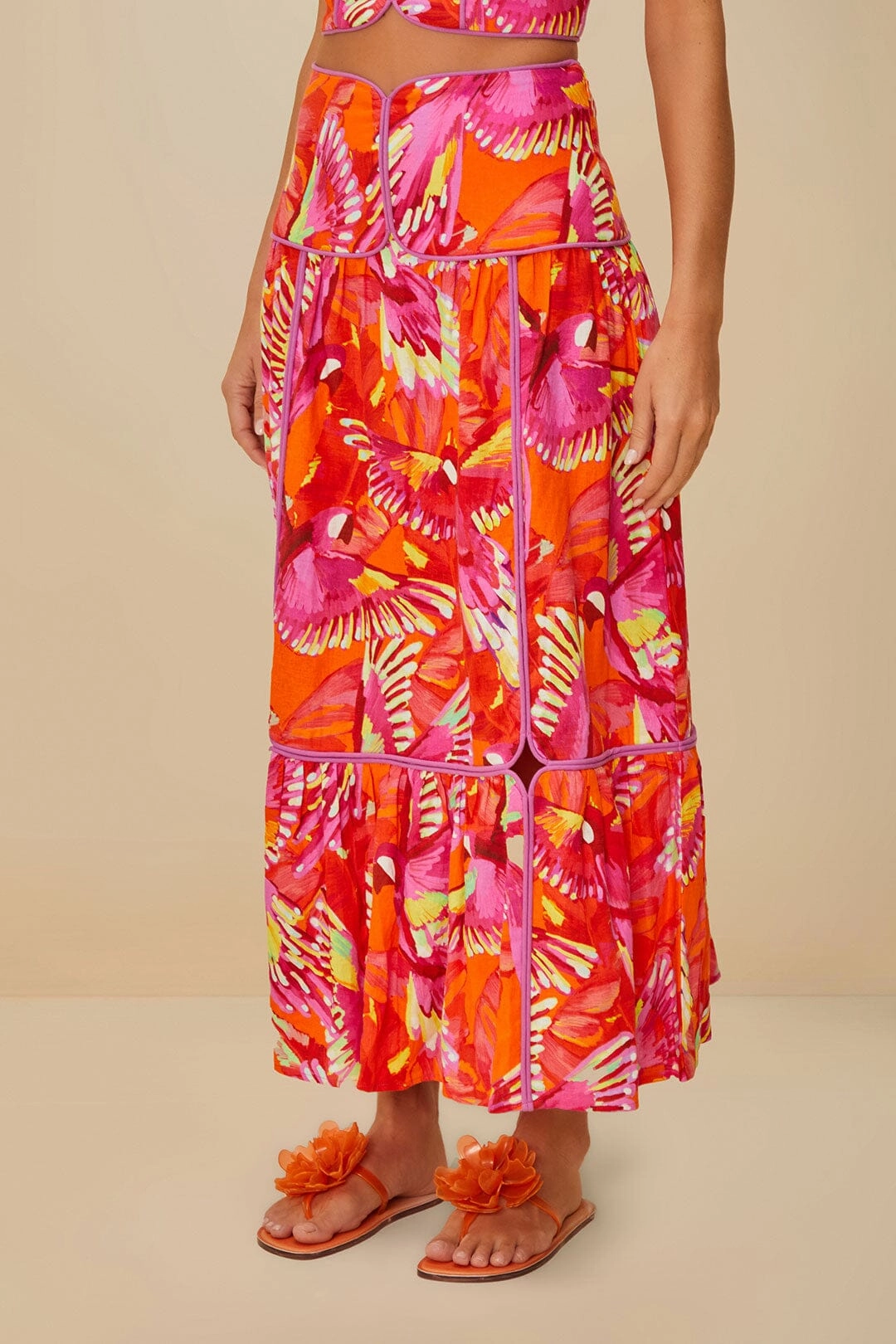 Everyday Favorite Orange Flying Birds LENZING? ECOVERO? Euroflax? Skirt