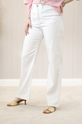Roselle Front Pocket Jeans White Quick-Dry Fabric