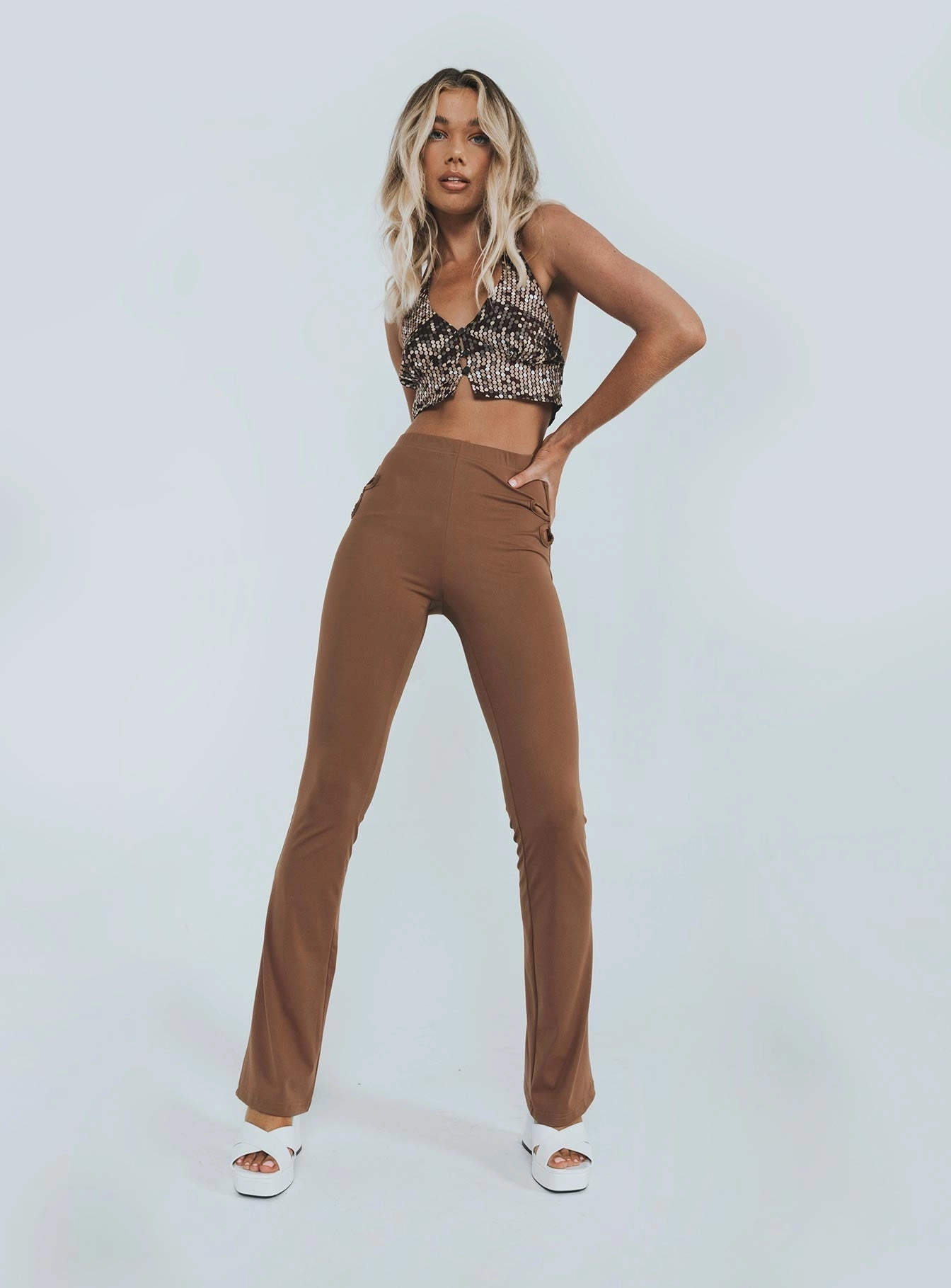 Laken Pants Brown Low Bulk Bold Waistband