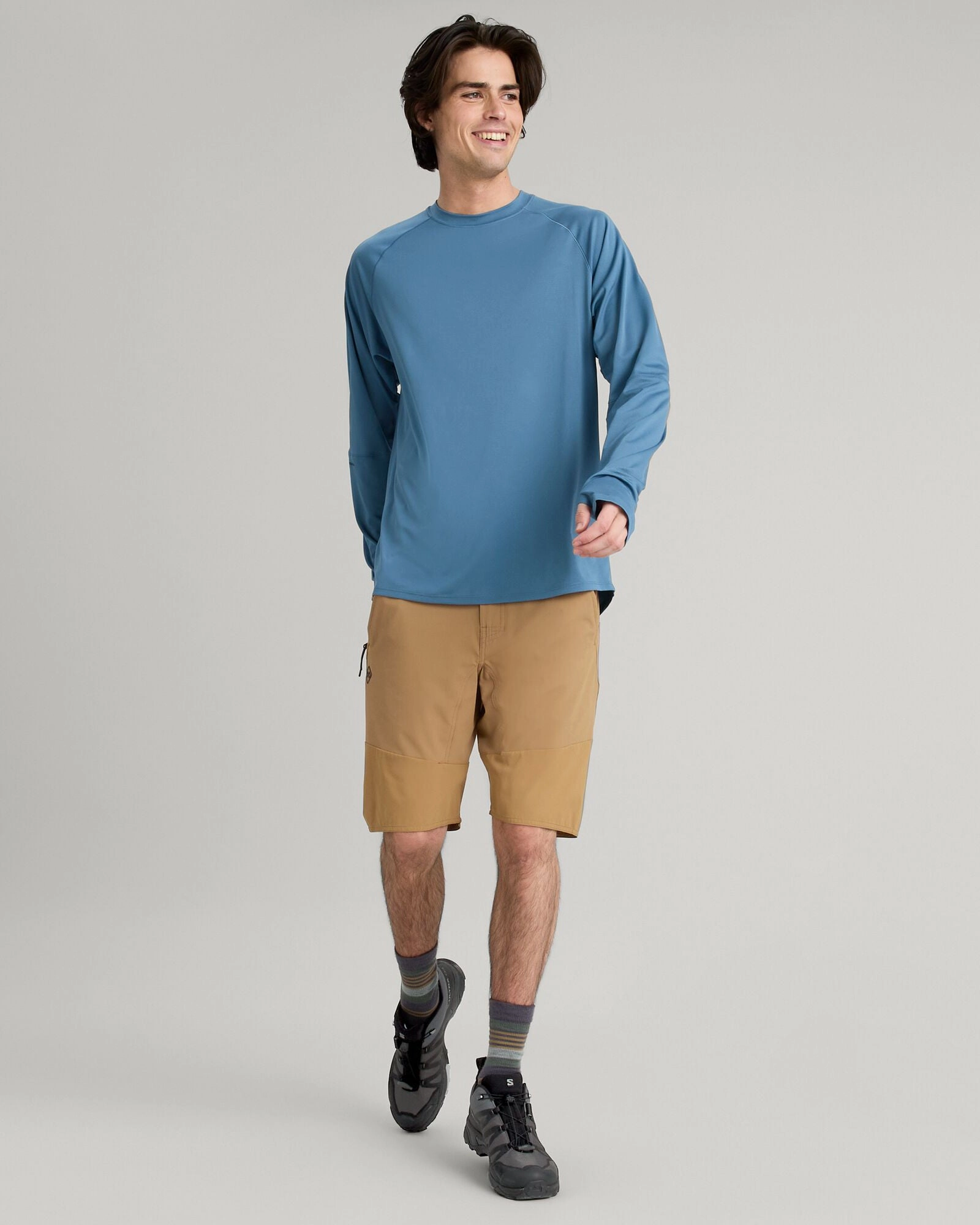 Comfort Choice Layered Wear Men's SUN-Stopper Long Sleeve Top - Steel Blue