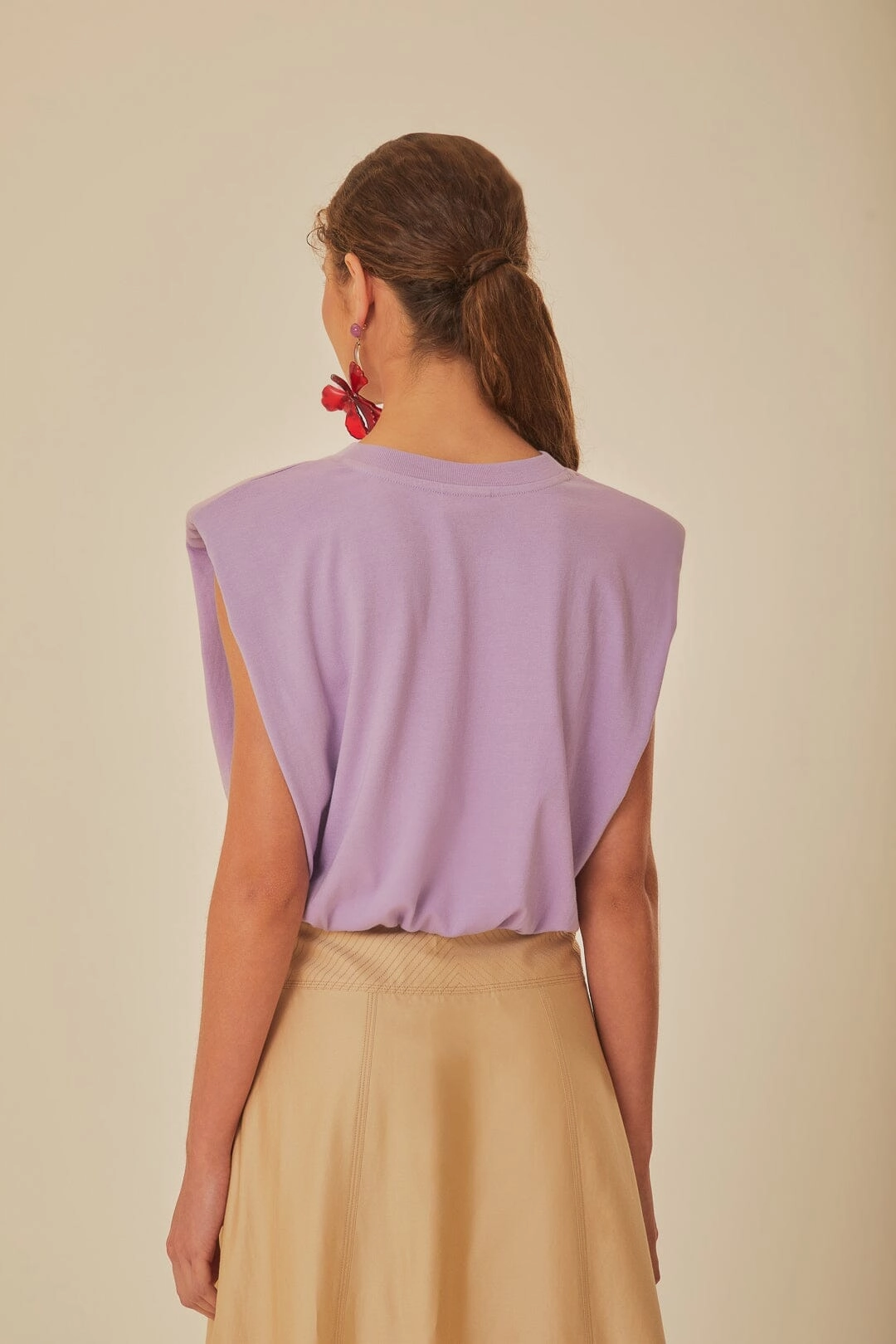 UV Protection Fabric Lilac Summer In The Tropics Shoulder Pad Organic Cotton T-Shirt