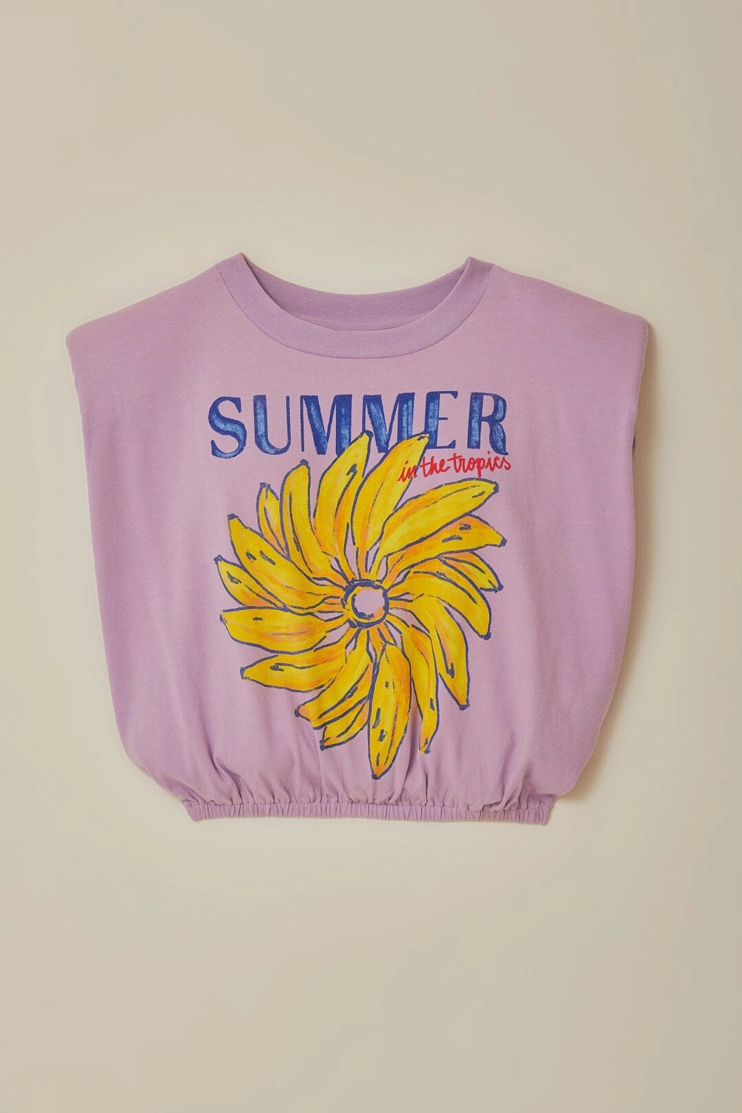 Lilac Summer In The Tropics Shoulder Pad Organic Cotton T-Shirt hypoallergenic ColorfastFabricTech