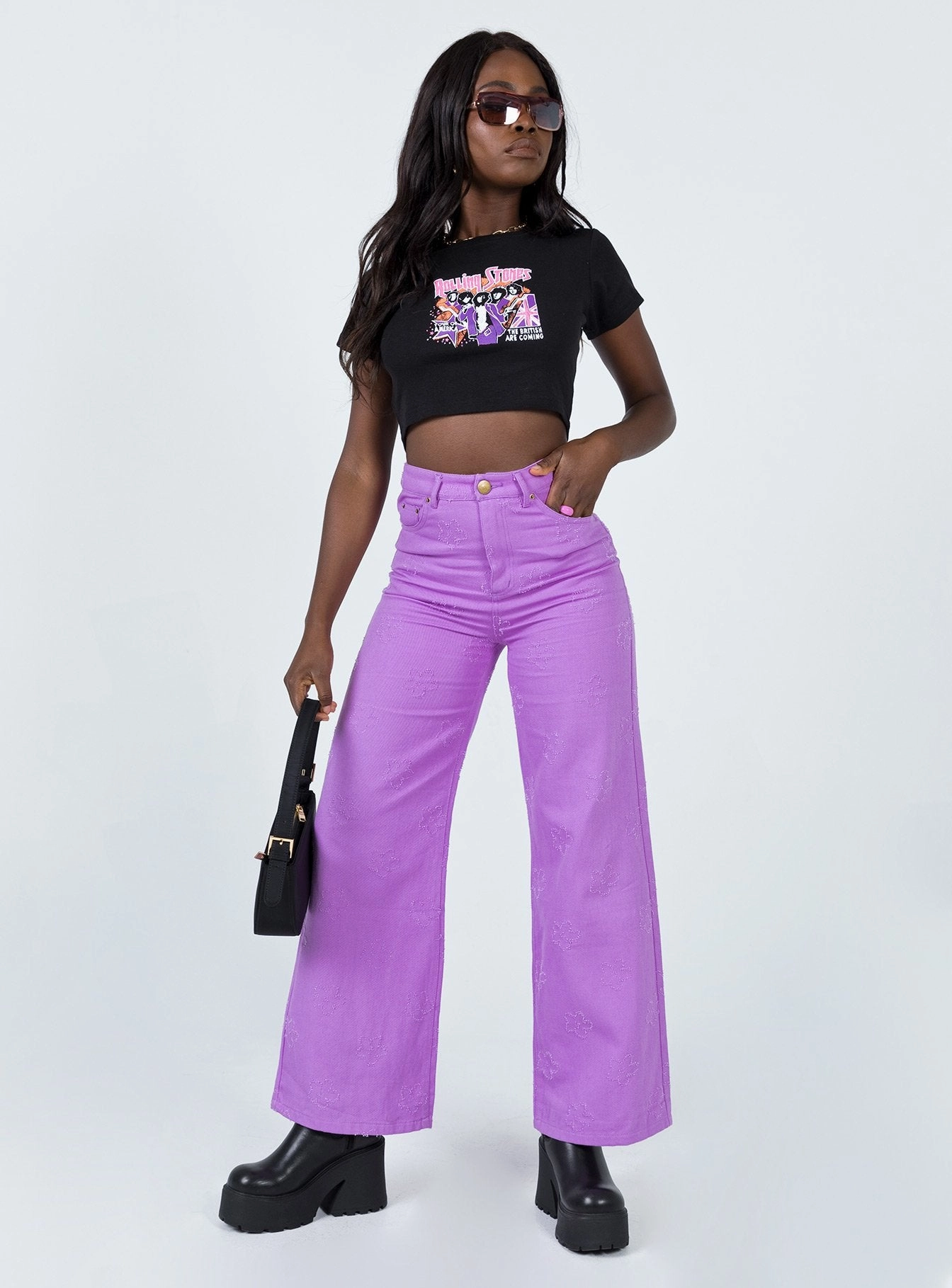 Cool Outfit Demitra Wide Leg Jeans Purple