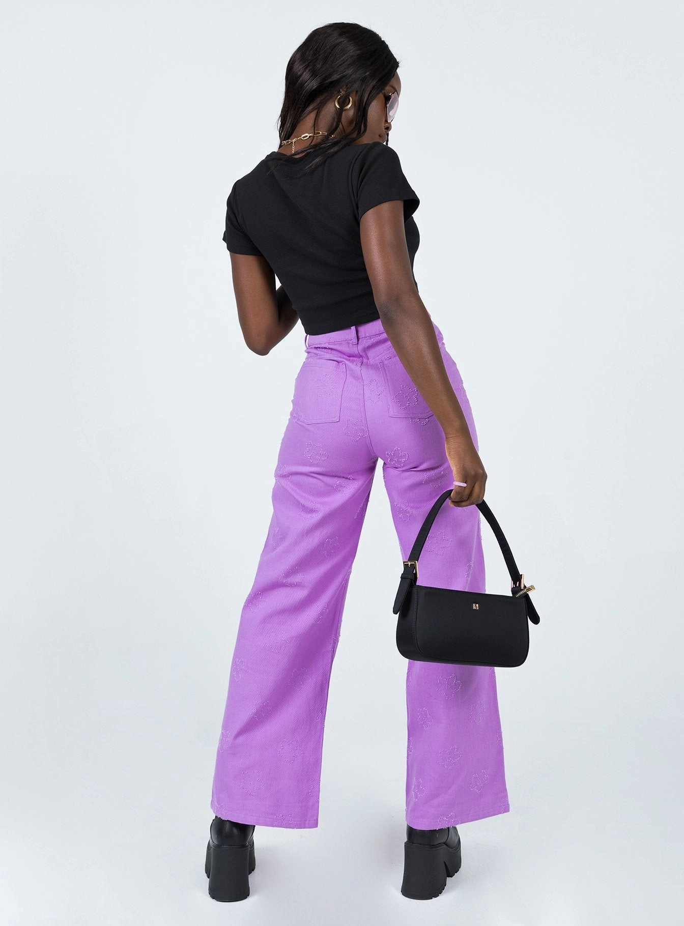 Demitra Wide Leg Jeans Purple Fast Match