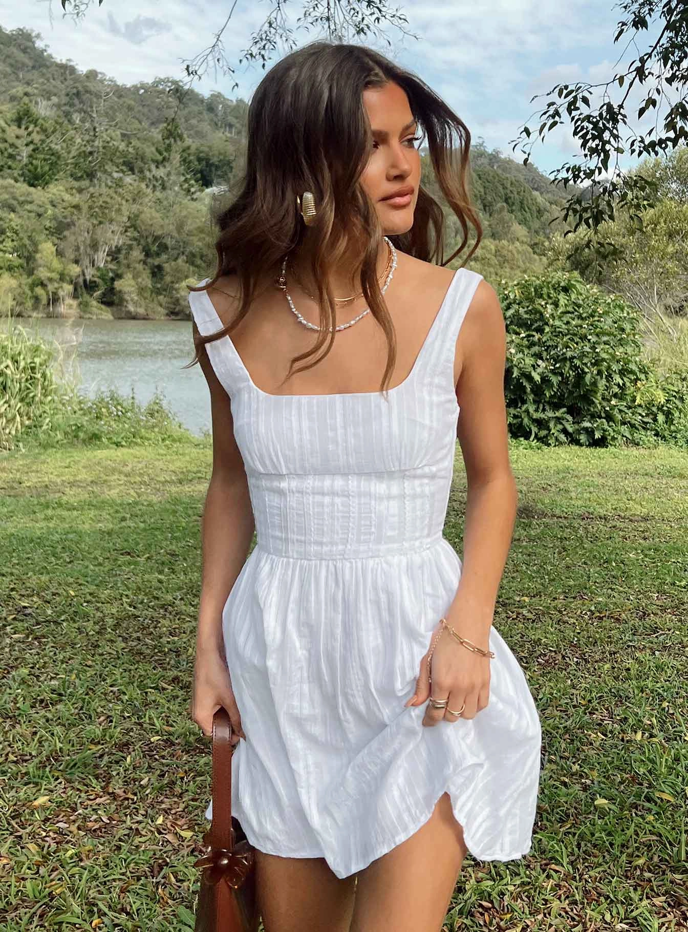 Cool Fabric Lorinda Mini Dress White Petite