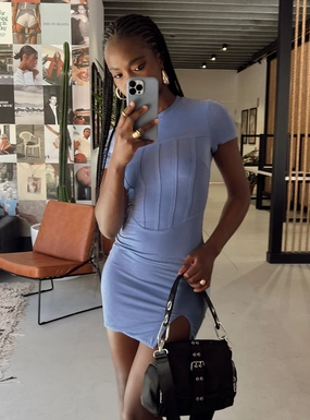 Moment Light Playful Cut Mellania Mini Dress Blue