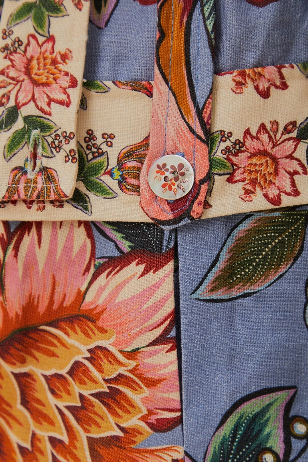 Blue Wonderful Bouquet Euroflax? Linen Shorts surf wear Durable Quality