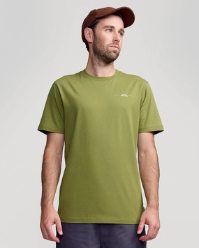 Spring Freshness Men's Mountain Rays Organic Cotton T-shirt - Dark Fern