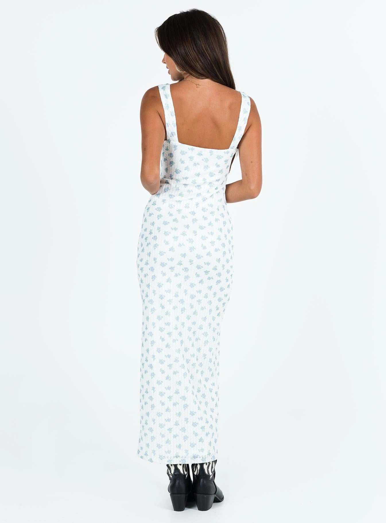 Lupton Maxi Dress White / Blue Floral Shared Moment