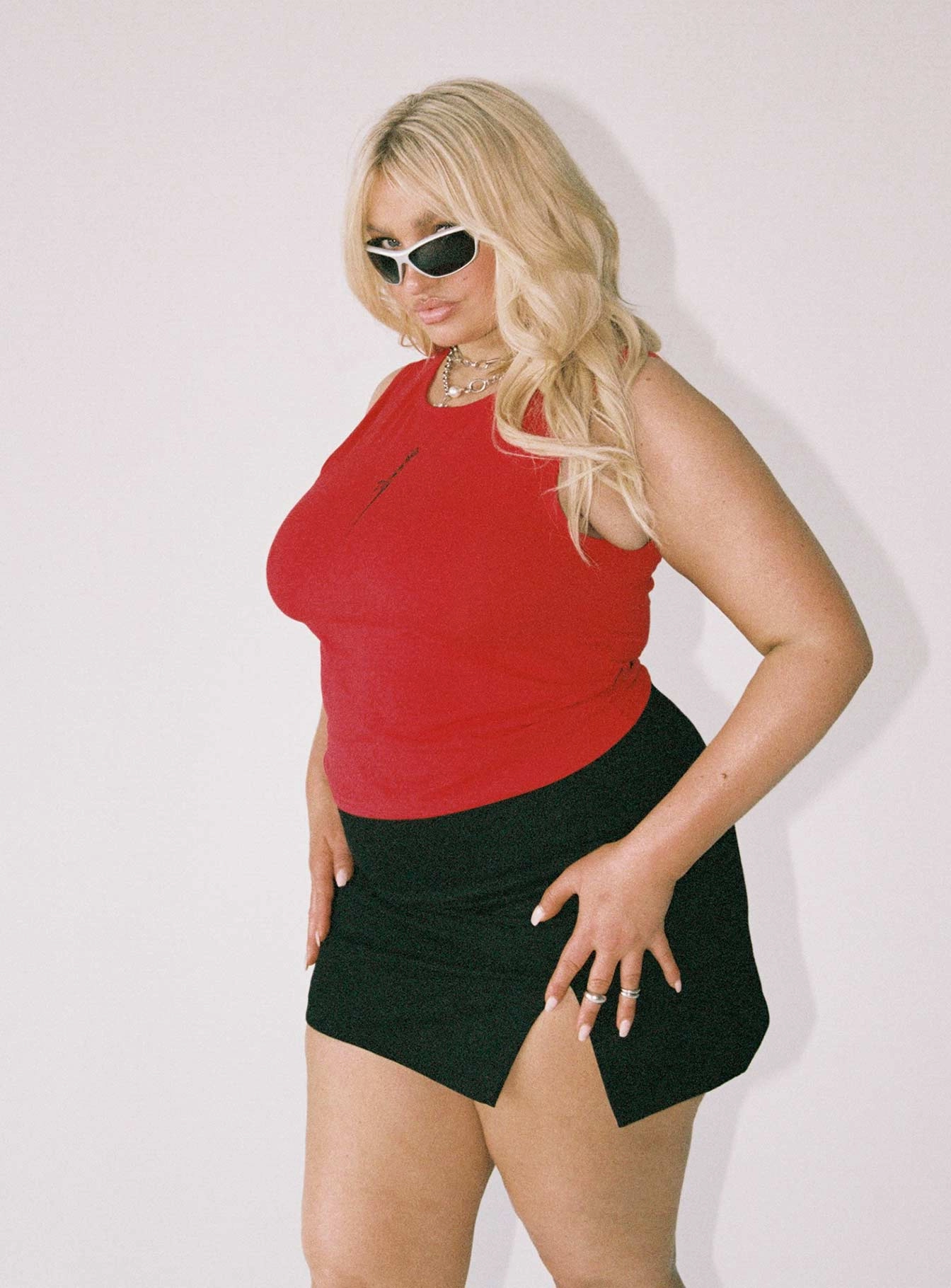Knee Length Sleek Appeal Madison Mini Skirt Black Curve