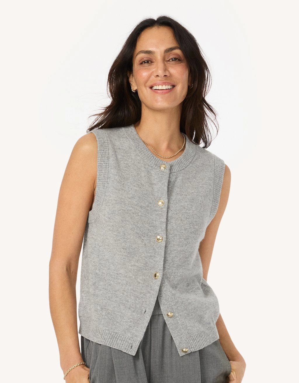Unsubscribed Everyday-Weight Cashmere Sweater Vest Adjustable drawstring Chilly Weather Wear