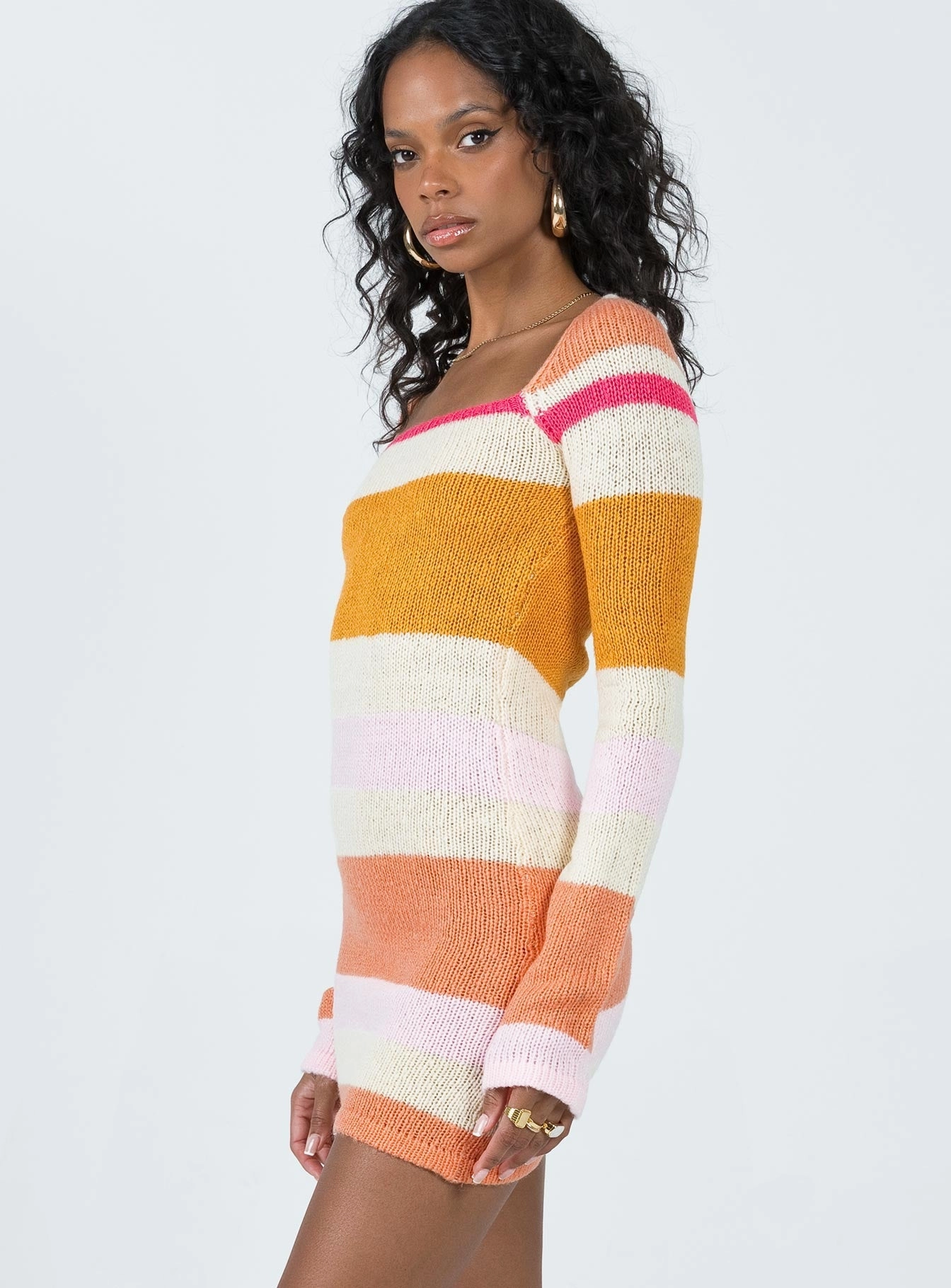 Beaded-Sleeve Ania Mini Dress Orange / Pink Multi