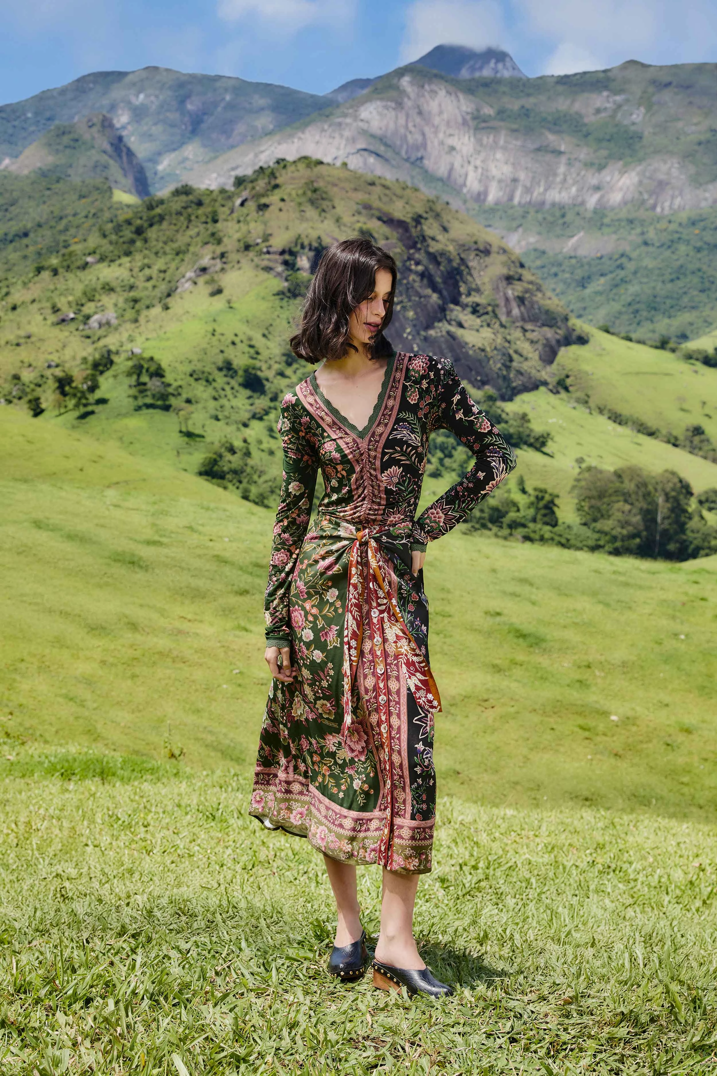 Mixed Winter Garden Lenzing? Ecovero? Viscose Midi Skirt Structured Shape