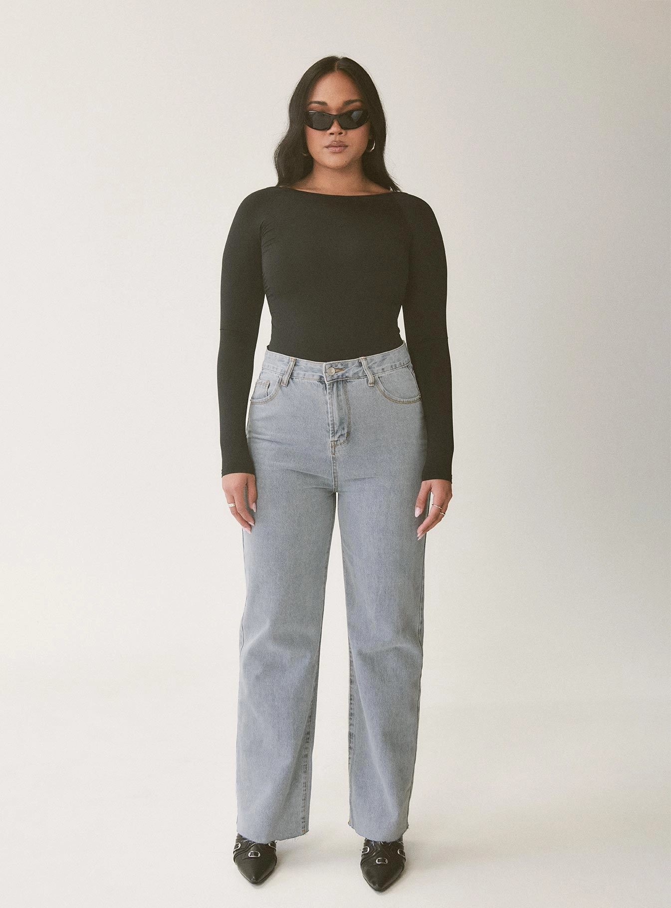 Work Meeting Unisex Wear Weekend Warrior Kalinda High Rise Straight Leg Jeans Blue