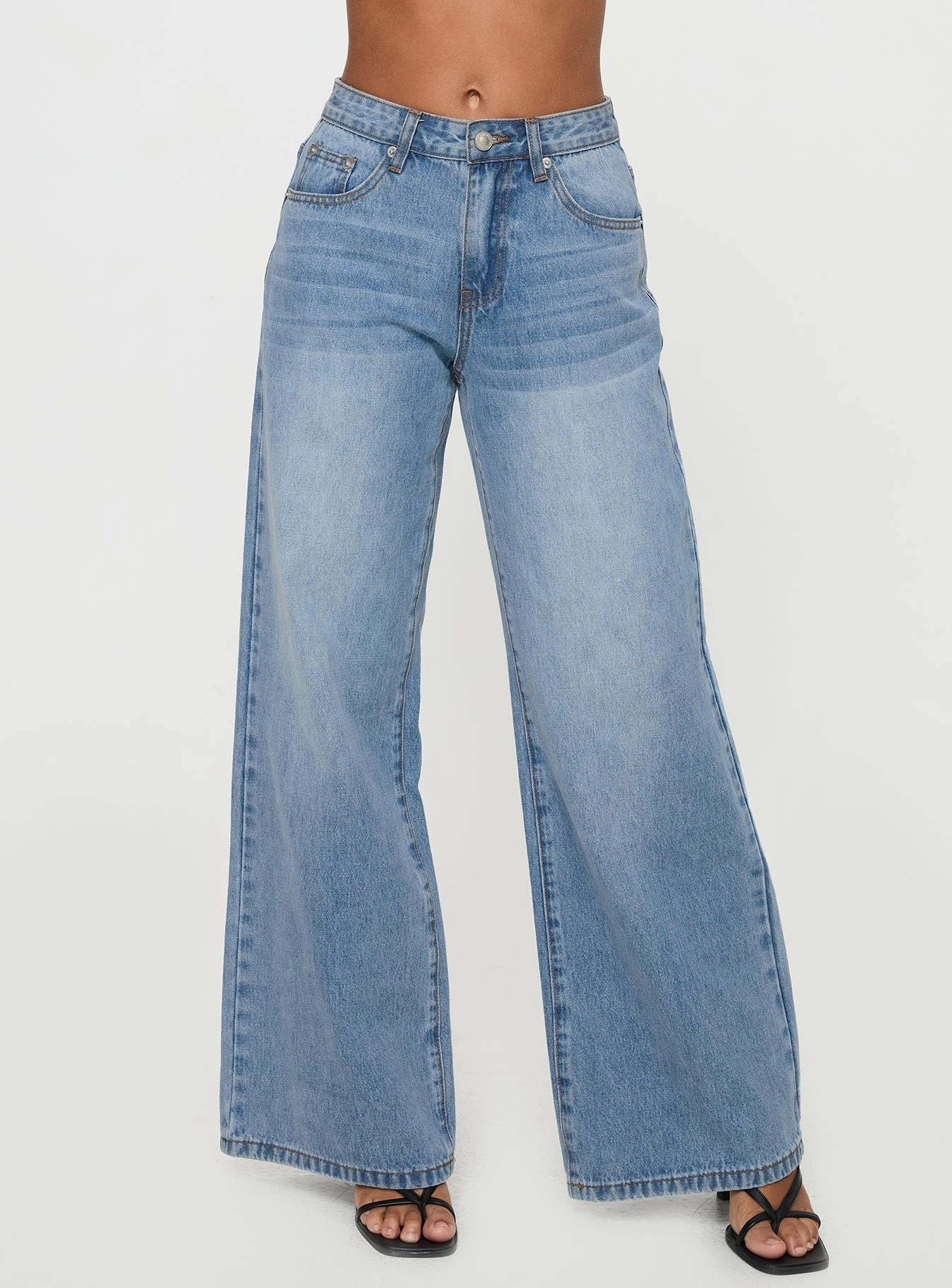 Lightweight Denim Blend Comfy Streetwear Fan Music Event Colemane Mid Rise Denim Jeans Angel Blue Petite
