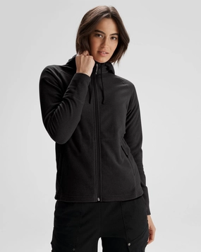 Women's Mt Aspiring Hooded Fleece Jacket  - Black Stingray Detachable Lining LightweightConstruction