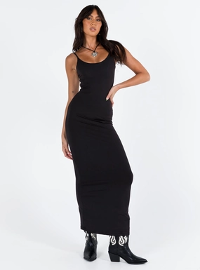 Riana Maxi Dress Black Minimalist fit-and-flare
