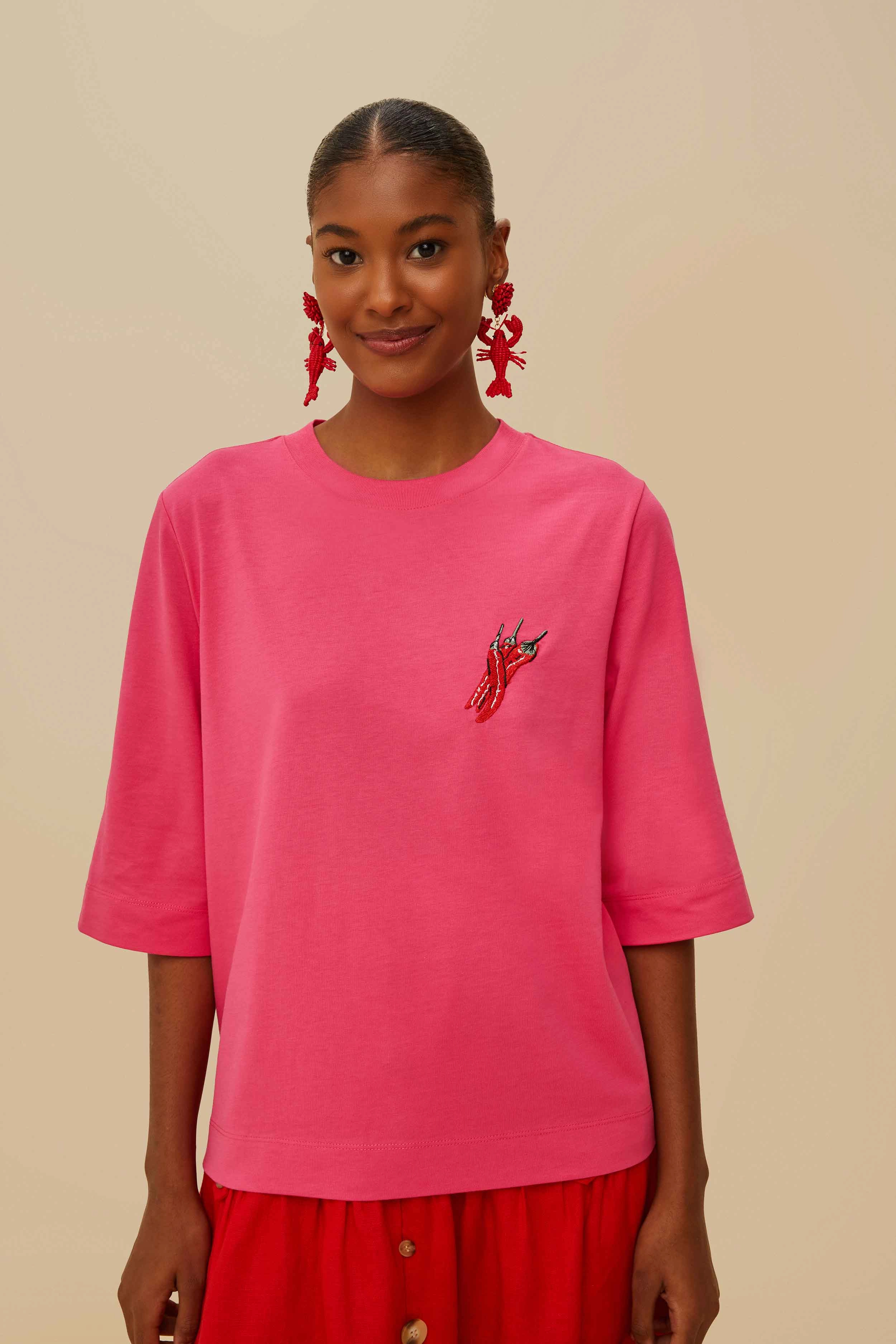 Pink Spicy Pepper Organic Cotton T-Shirt Modern Twist