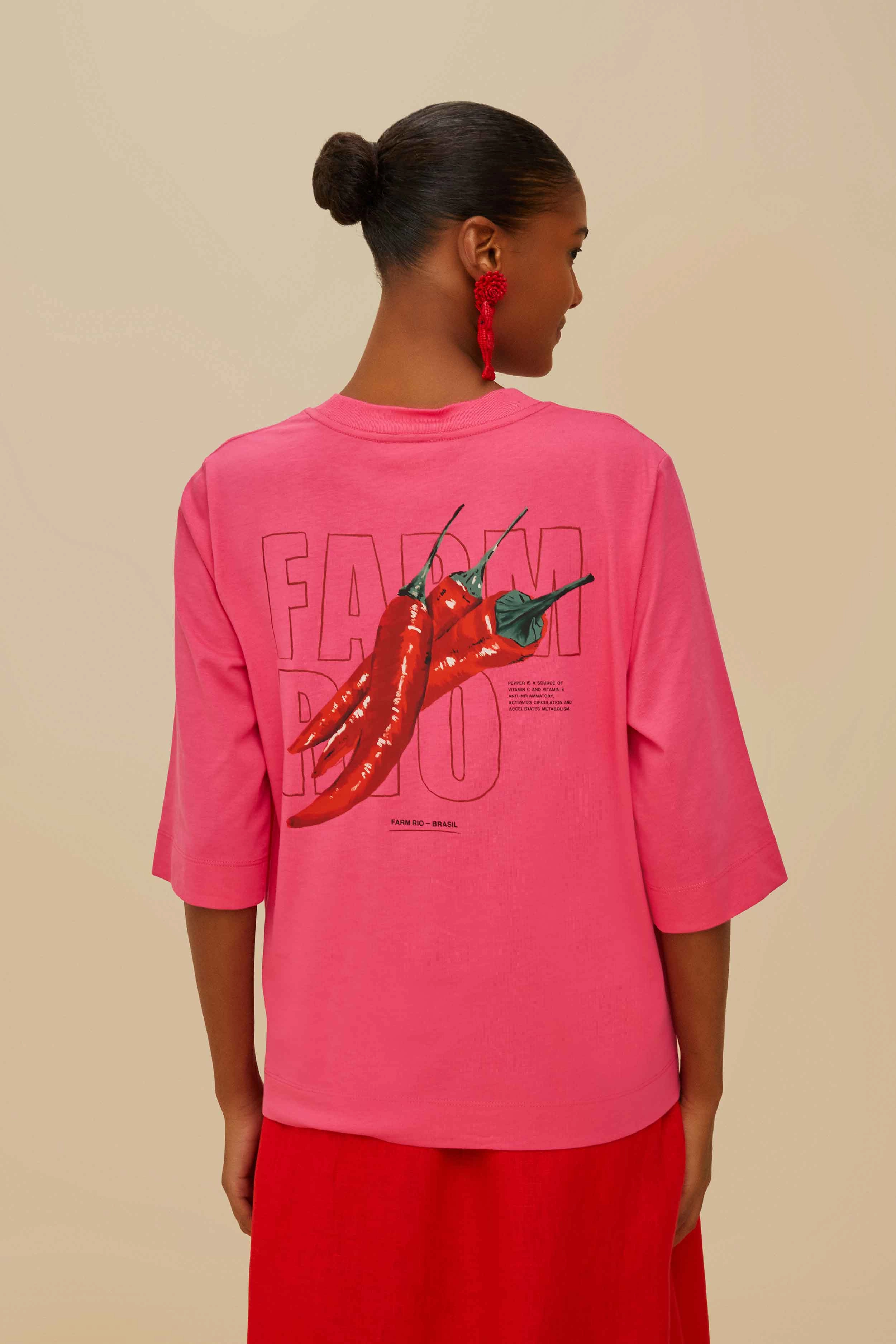 Pink Spicy Pepper Organic Cotton T-Shirt Chic Vibe theater visit