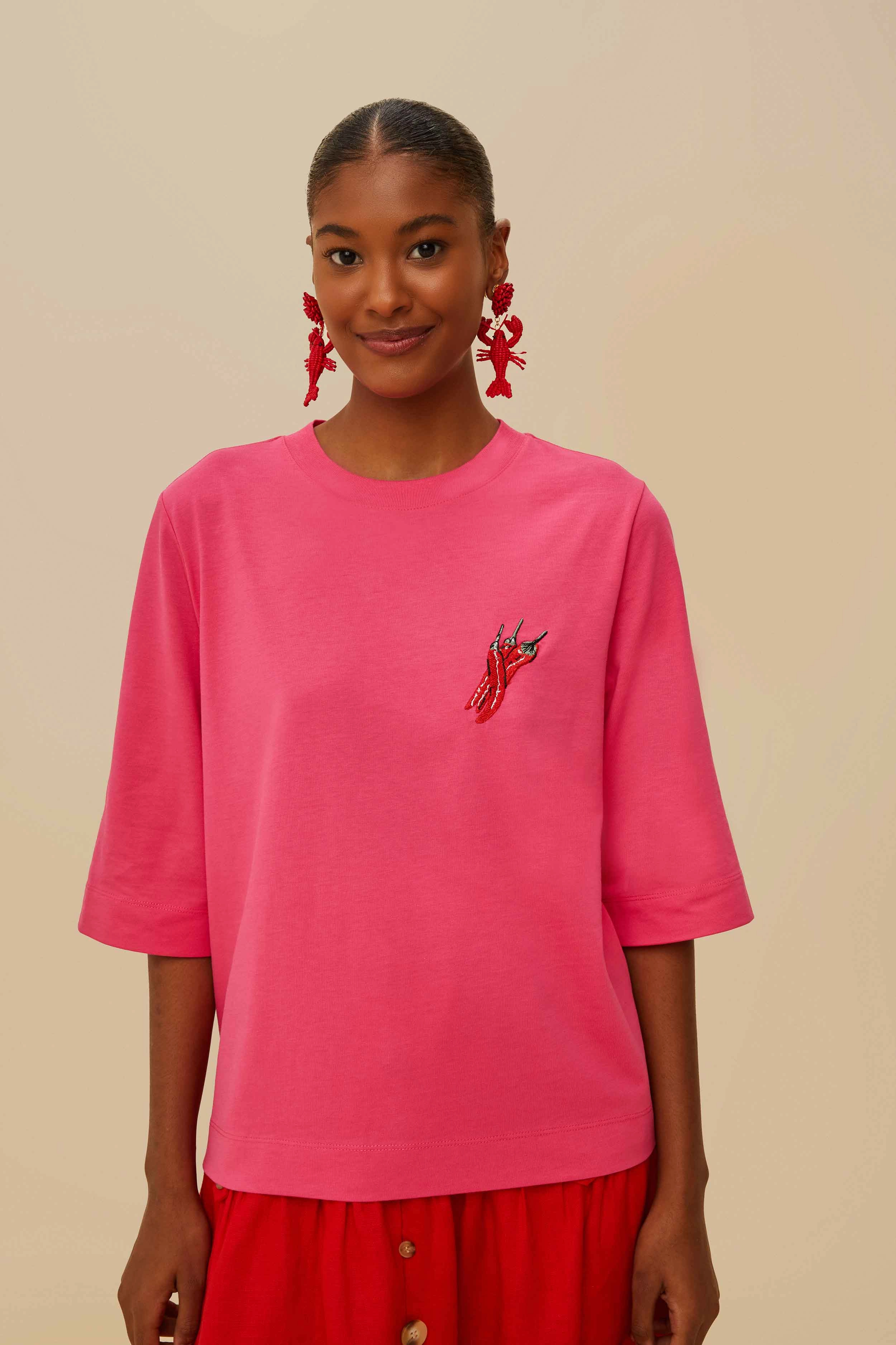 Pink Spicy Pepper Organic Cotton T-Shirt certified