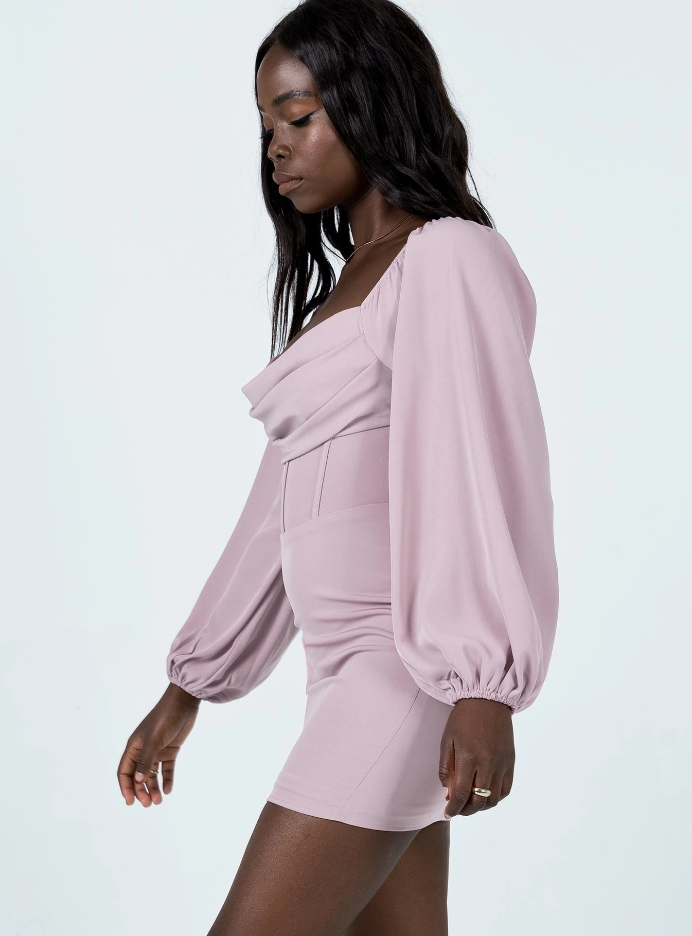 Lillie Long Sleeve Mini Dress Pink Effortless Mood