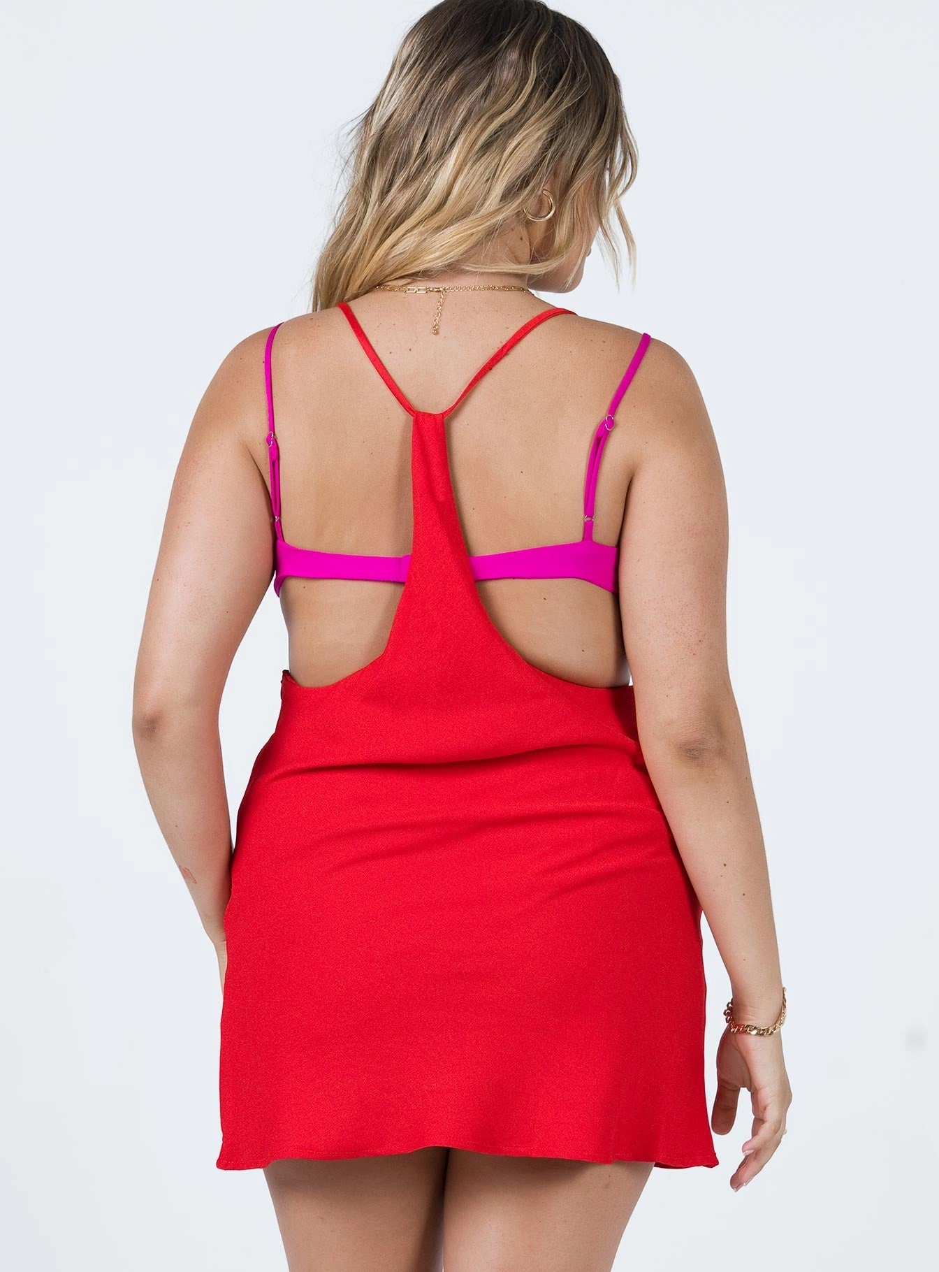 Street Mode Foster Cut Out Mini Dress Pink / Red