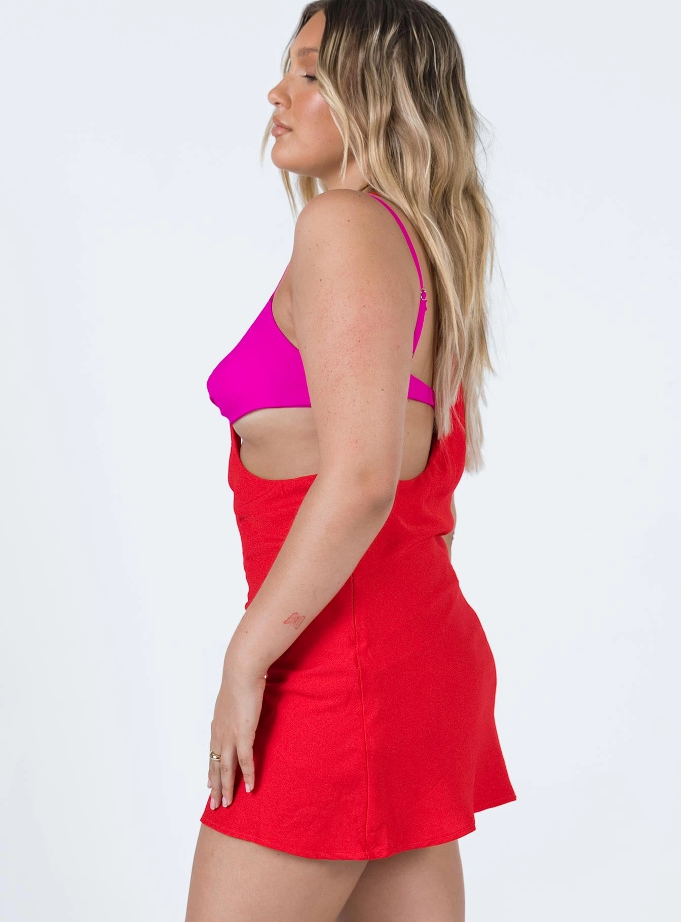 Fall Fashion Foster Cut Out Mini Dress Pink / Red