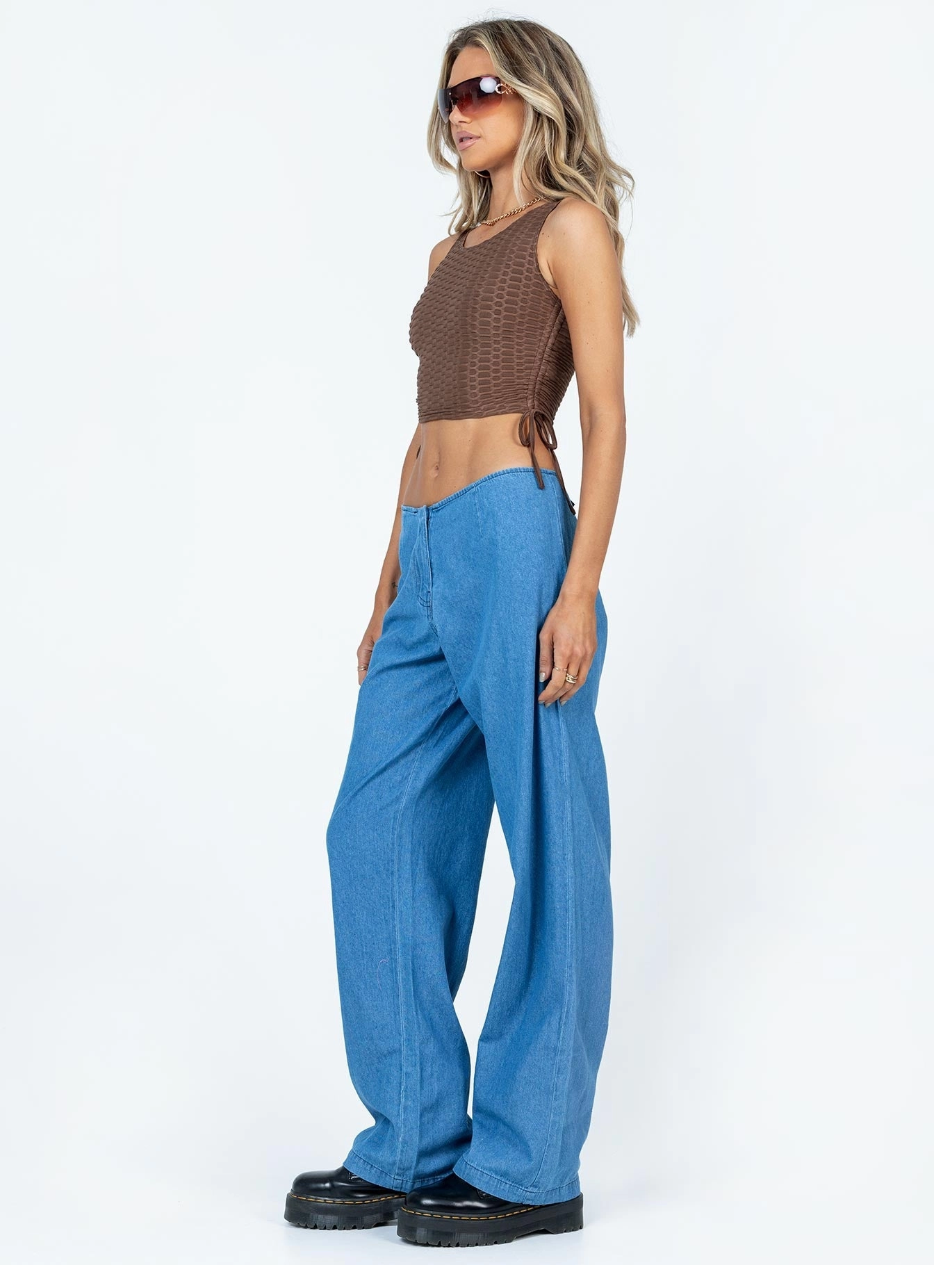 Loose Fit Perfect Length Motel Sedna Trouser Denim Stone Wash Blue