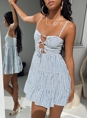 Rise Up Mini Dress Navy Texture Flow