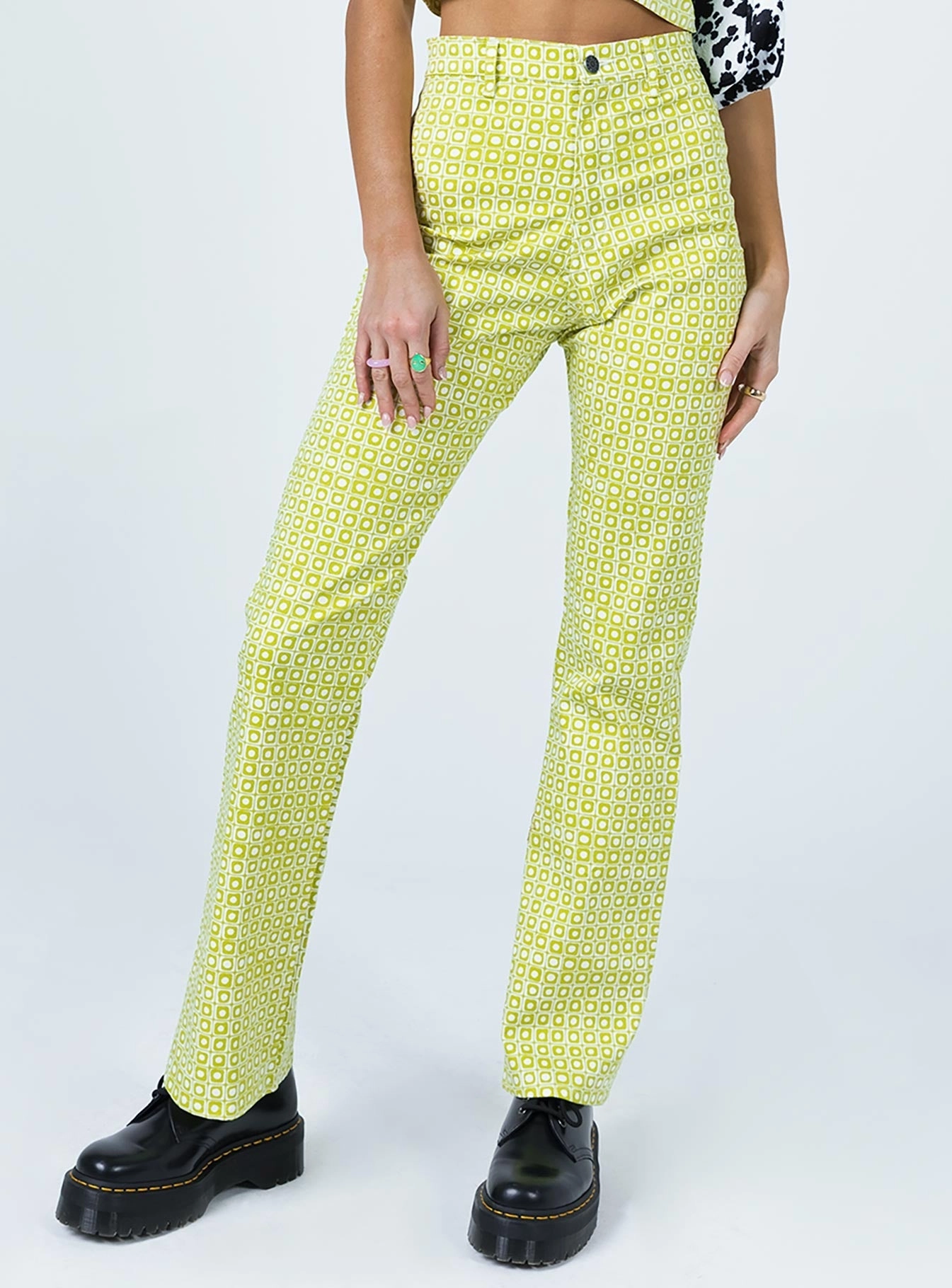 Simple Comfort Wear Reinforced Knees Motel Zoven Trouser Green Geo Retro