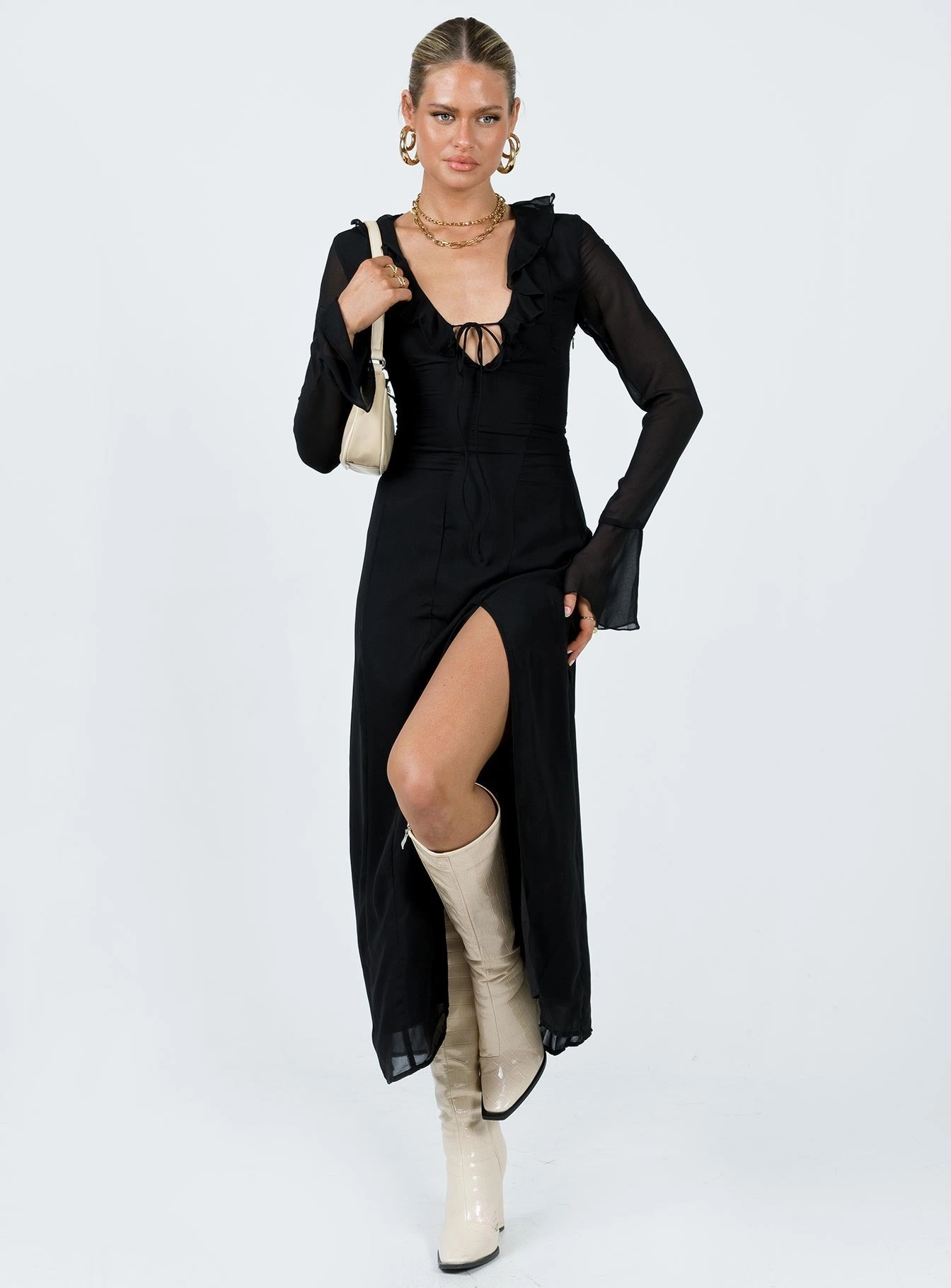 Rosalia Maxi Dress Black Clean Style Effortless Layering