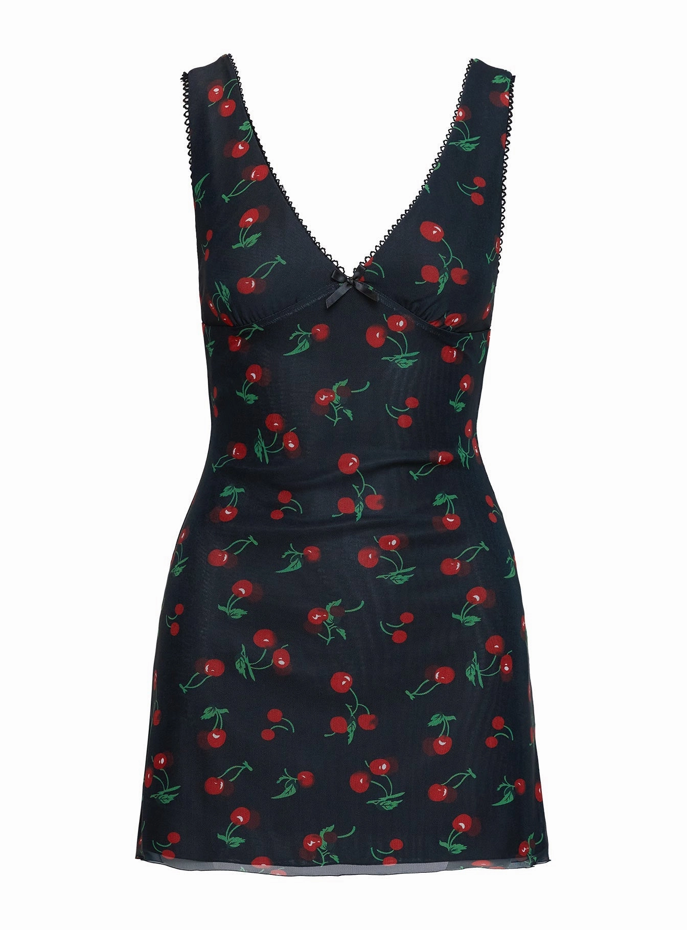 Rosaria Mini Dress Black / Cherries Photo Glow Flattering Style Fit
