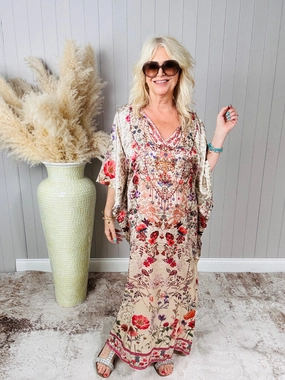 urban vibe Jewel-Tone Rose Maxi Kaftan