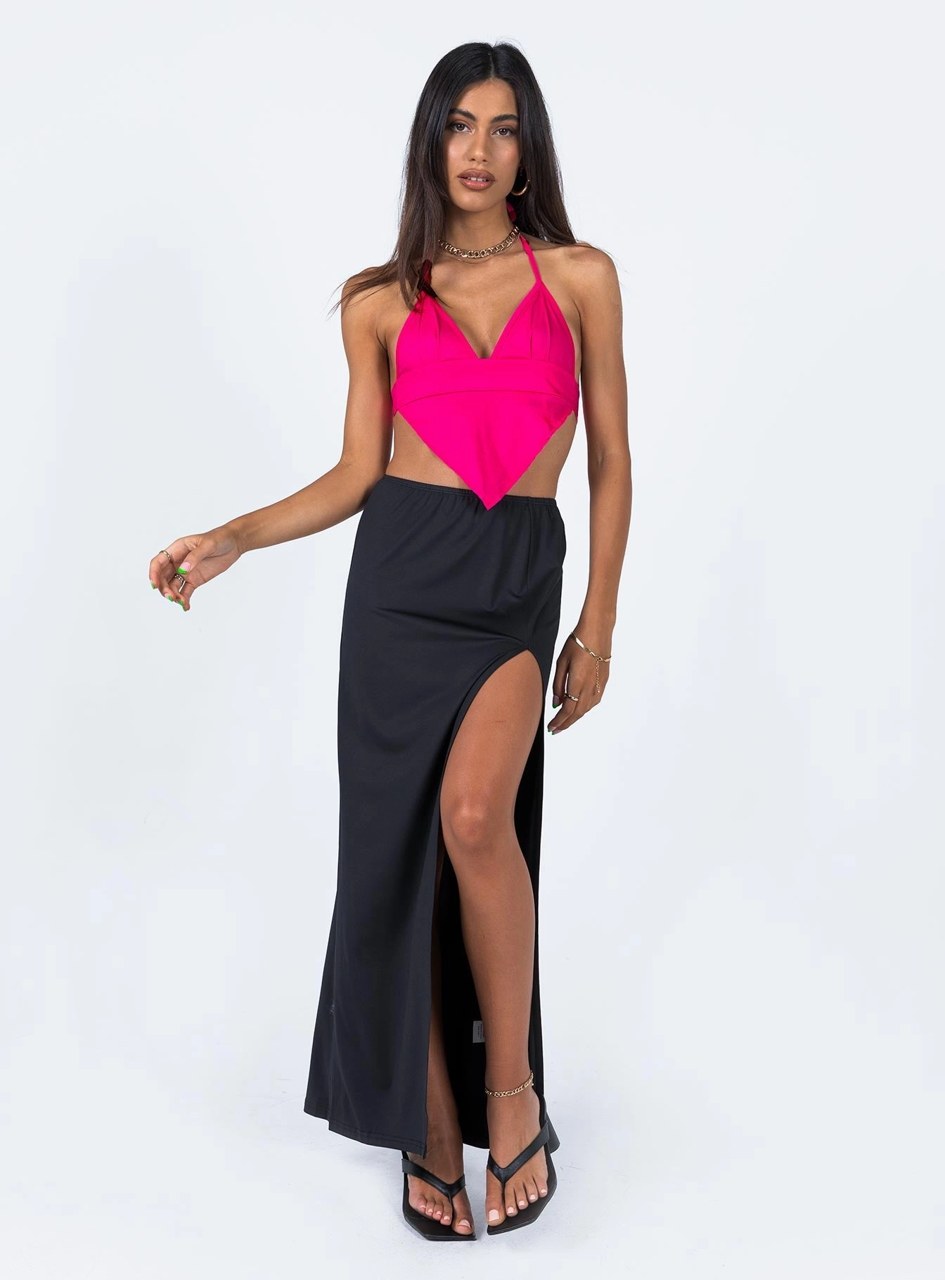 Rosetta Low Rise Maxi Skirt Black Cool Tone Stretch Waist