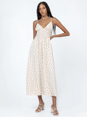 Roza Maxi Dress Beige Trendy Wearable