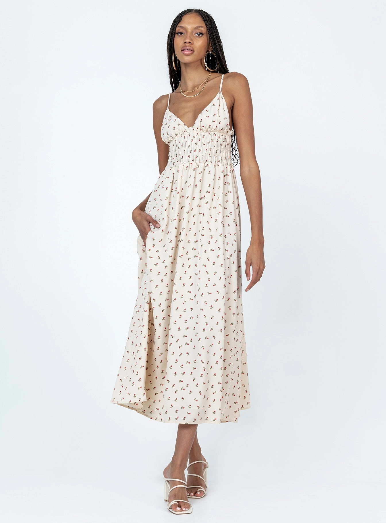 Roza Maxi Dress Beige Body Fit