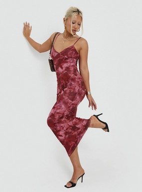 FlatlockSeam Lux Look Hathaway Maxi Dress Burgundy Floral