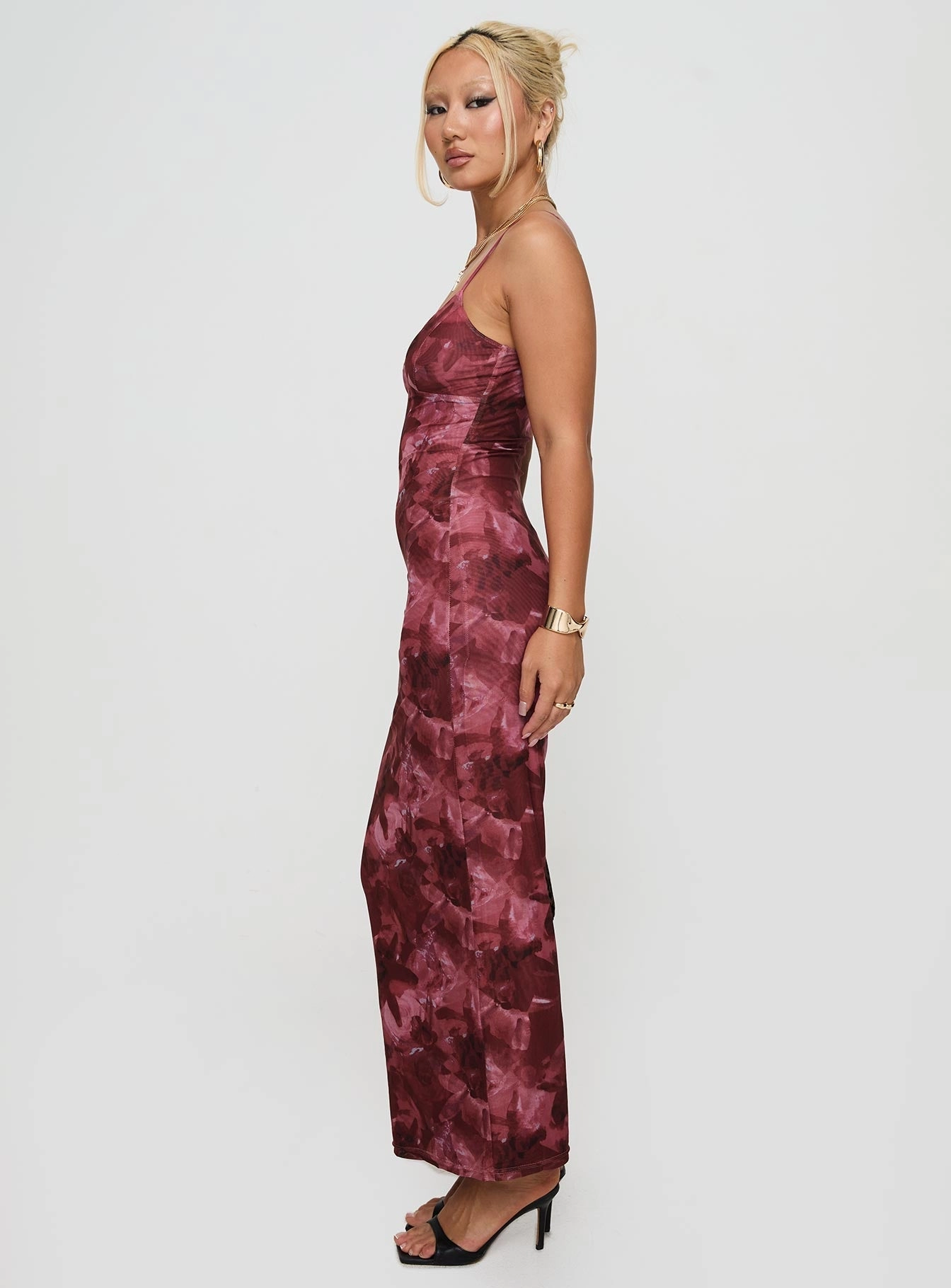 Hathaway Maxi Dress Burgundy Floral Limited-Edition Jewel Accent