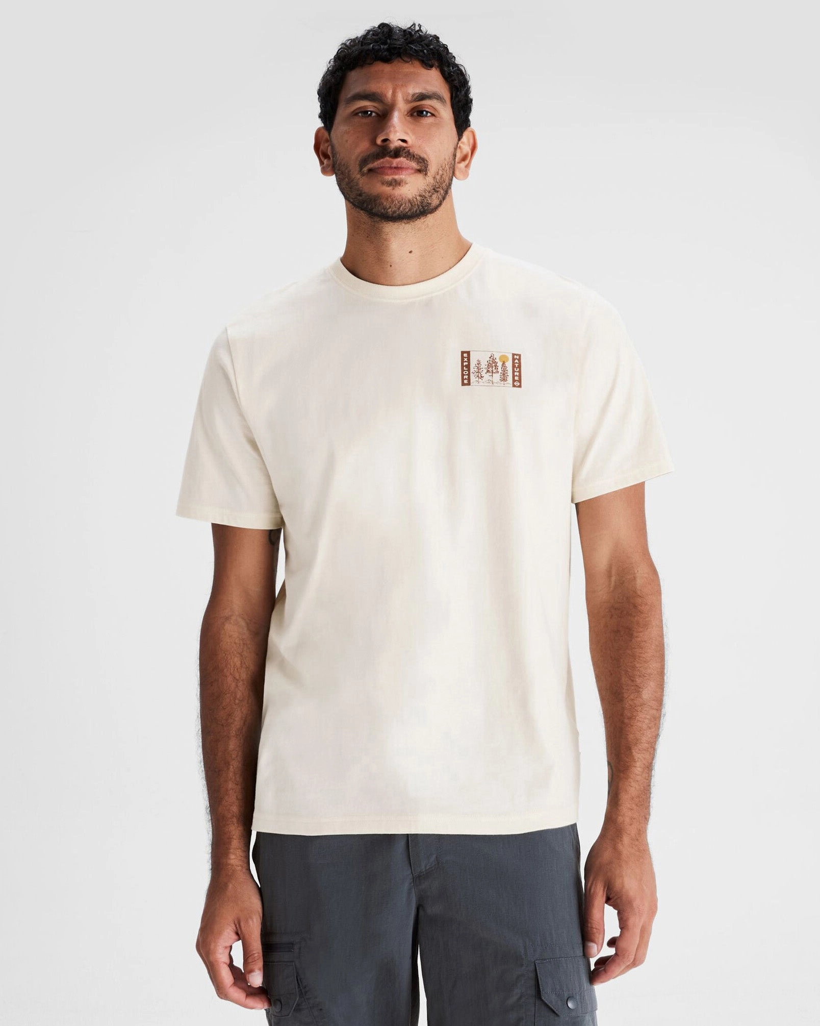 Cozy Hug Movie Night Men's Explore Nature Organic Cotton T-shirt - Natural