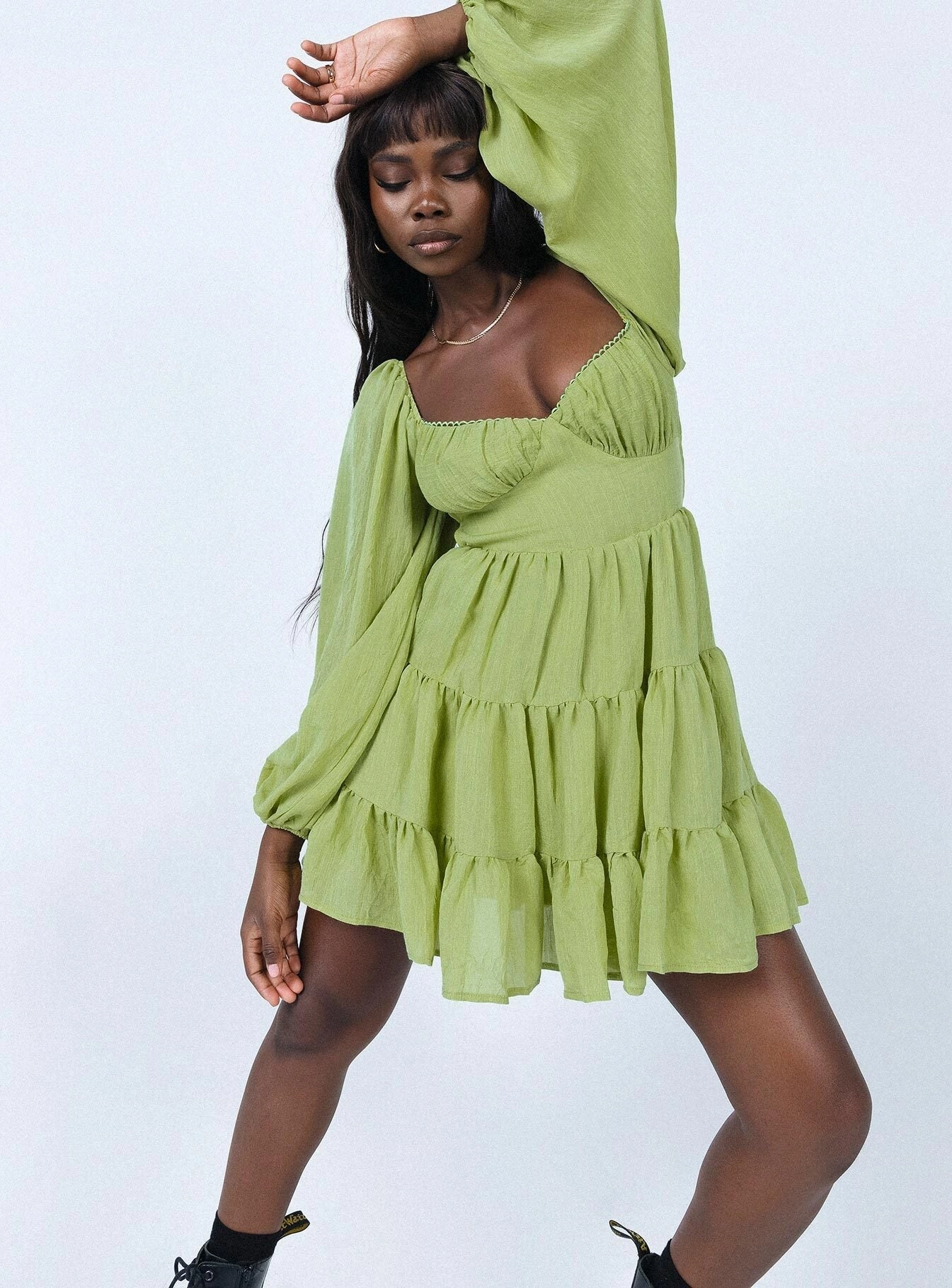 Comfort Stretch Danny Long Sleeve Mini Dress Green