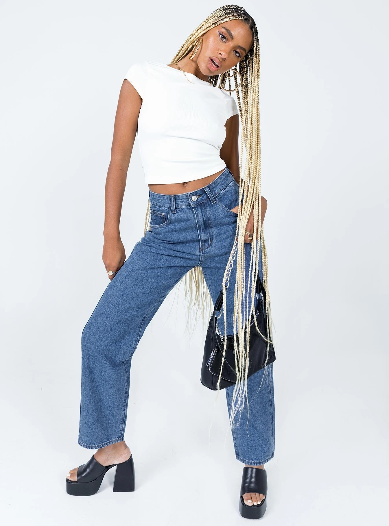 Palais Mom Jeans Mid Wash Denim Smart Comfort Work Ready Soft
