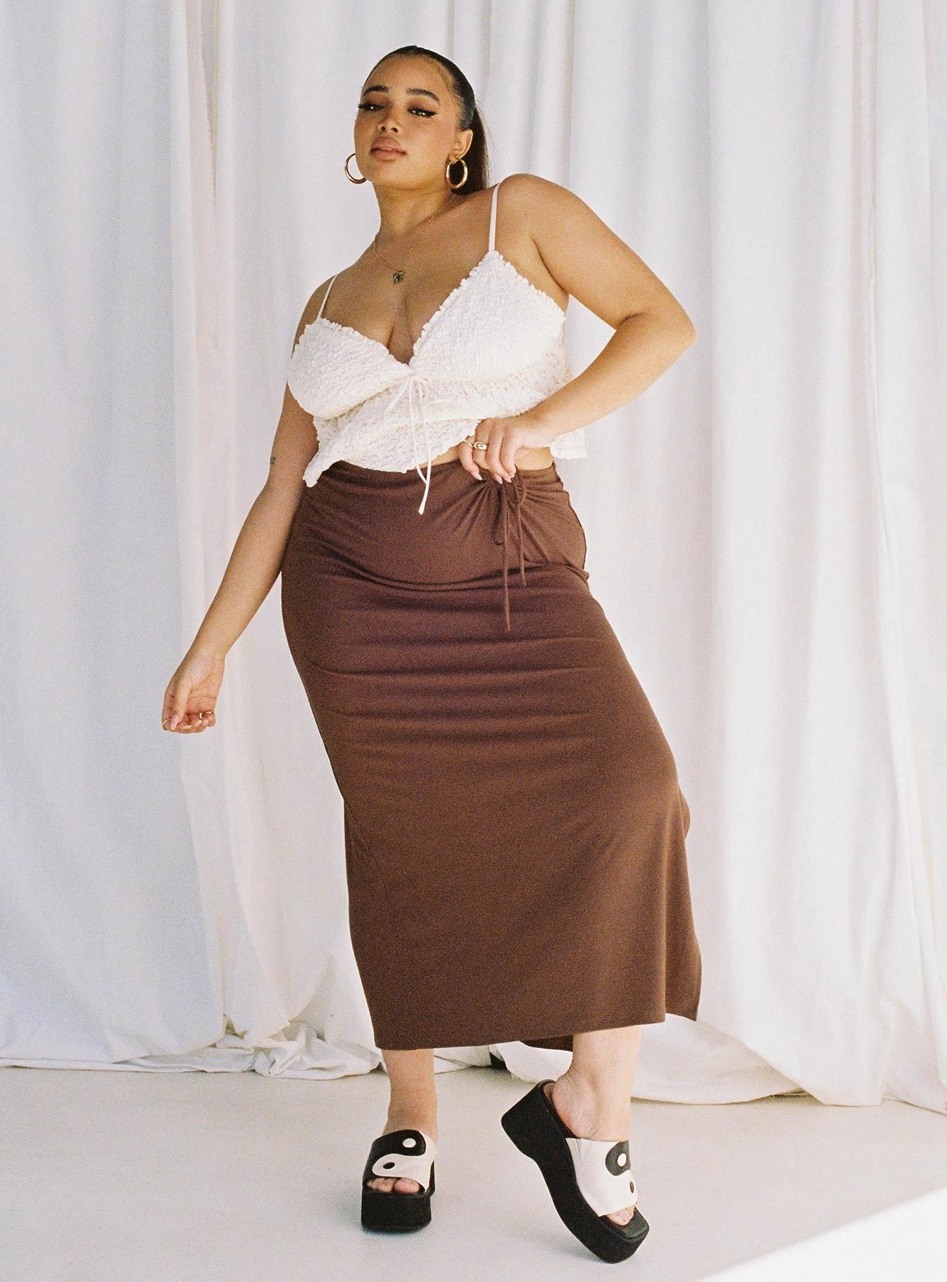 Caroline Midi Skirt Brown Curve Collector??s Item Basic Layers