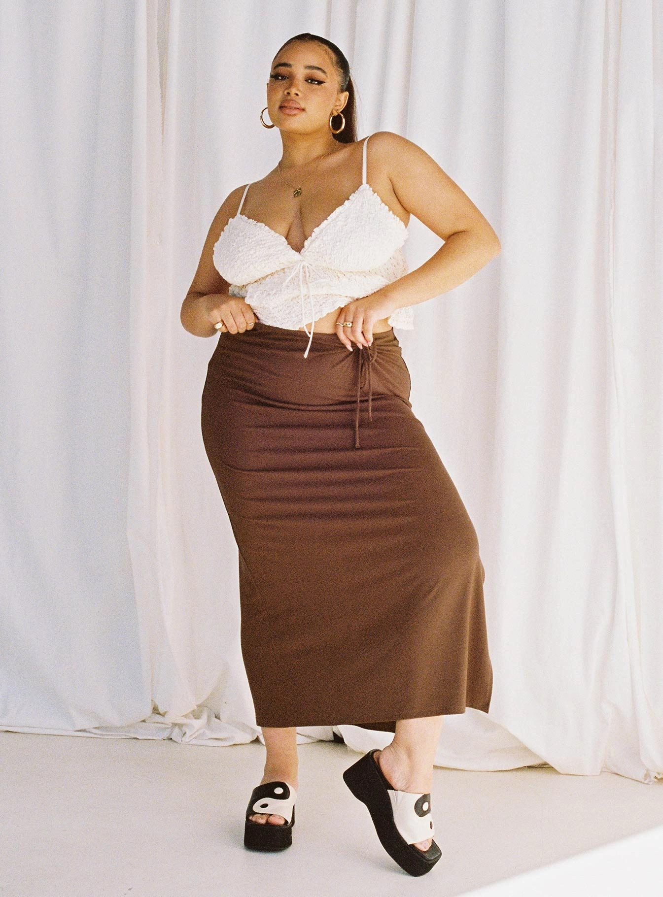 Caroline Midi Skirt Brown Curve Fair trade