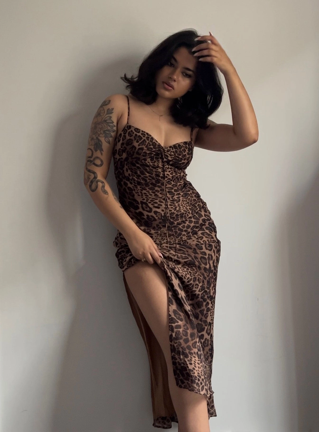 Safari Midi Dress Leopard Smooth silhouette