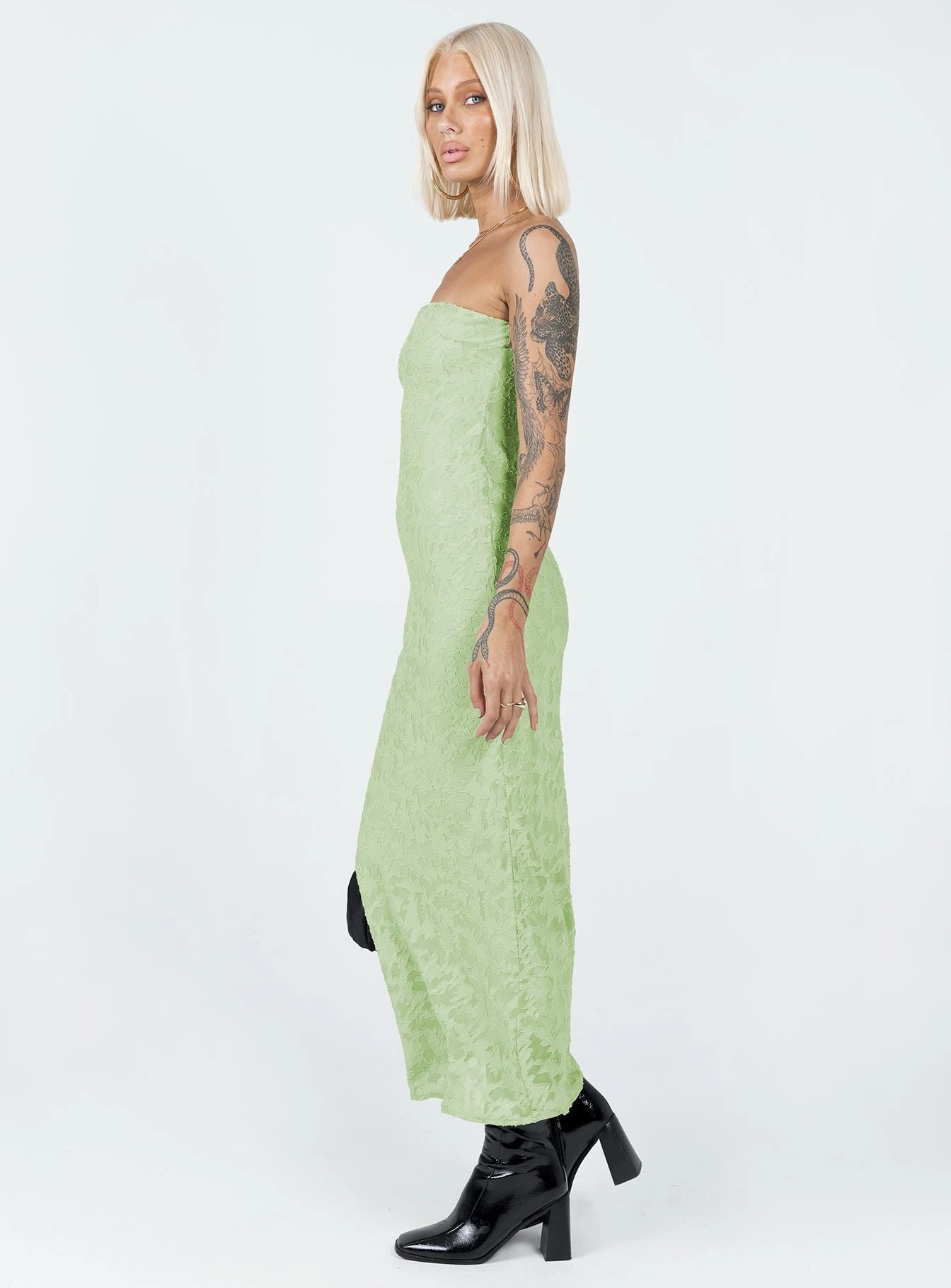 Sakina Maxi Dress Green Shiny Zip Smart Layers