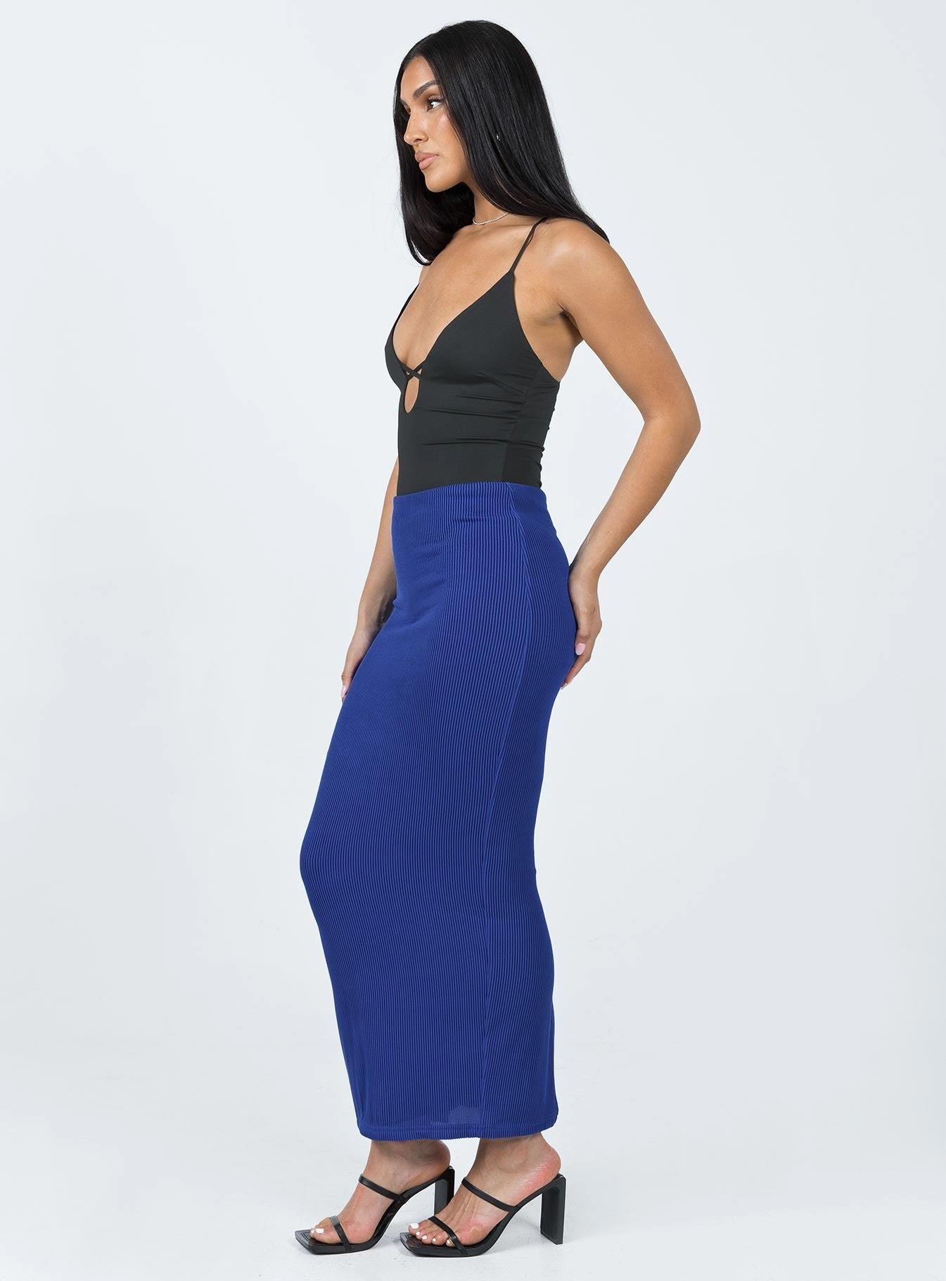 Subtle Detail City Ready Salte Maxi Skirt Blue