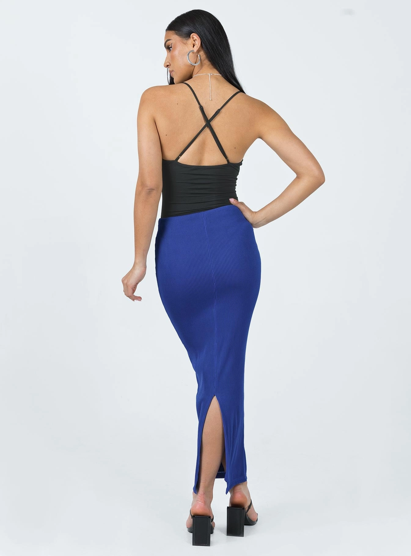Sophisticated Mood Fresh Aesthetic Salte Maxi Skirt Blue