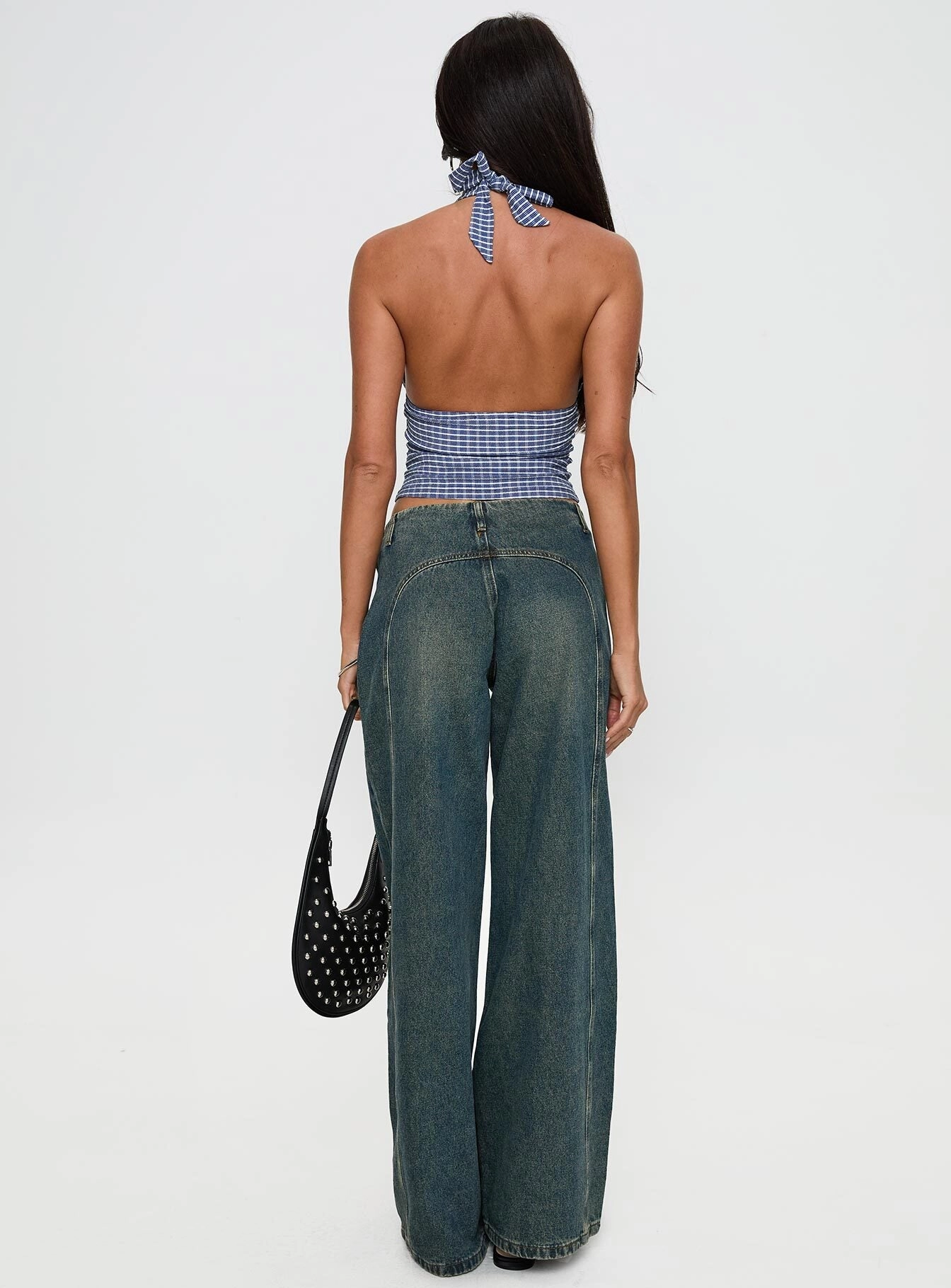 All Around Straight Cut San Mateo Low Rise Wide Leg Tie Up Jeans Vintage Wash