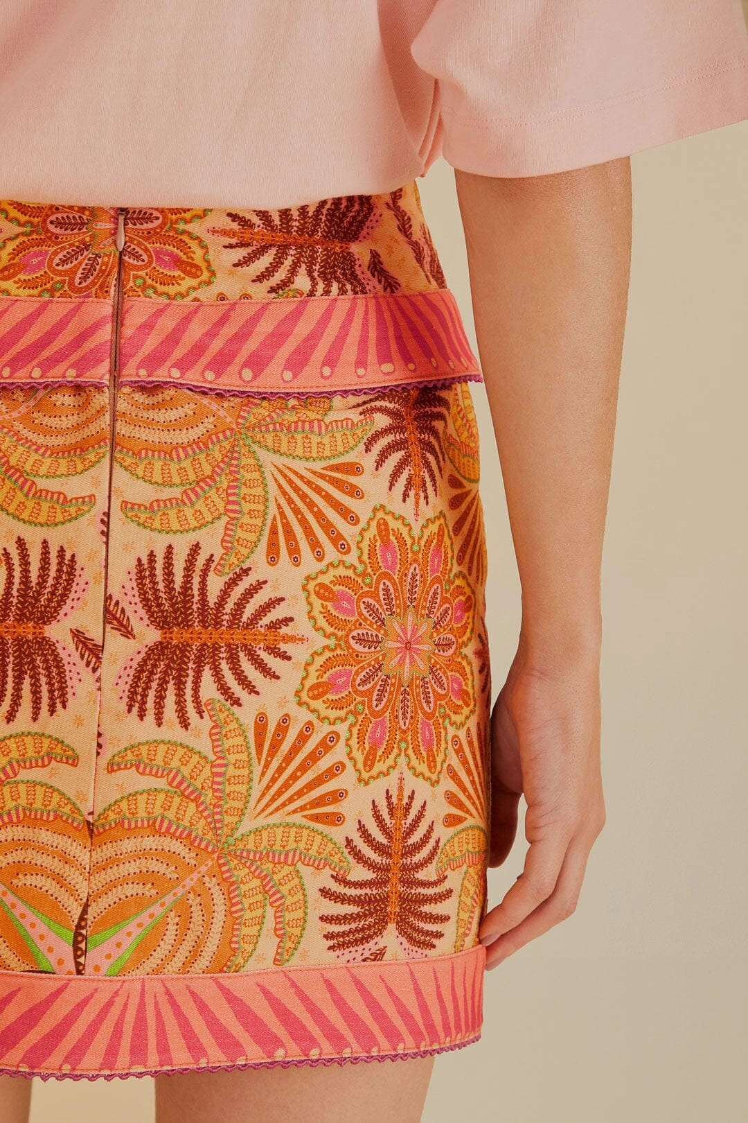 Ventilated Slits Sand Palm Scarf Skirt